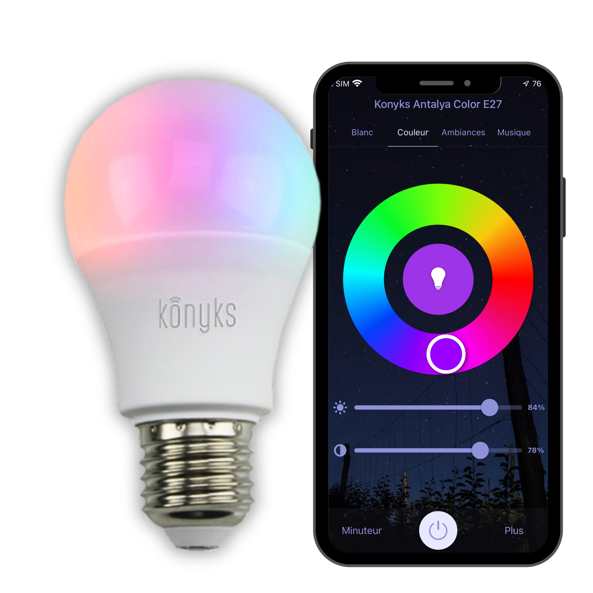 Ampoule connectée Antalya Color LED Wi Fi + Bluetooth E27 + Couleurs RGB Neuf - vue 4