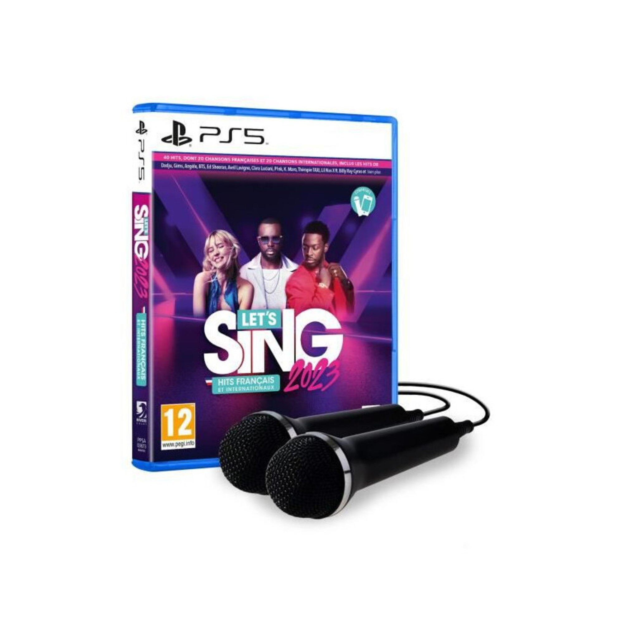 Let's Sing 2023 + 2 Micros Jeu PS5 - Neuf