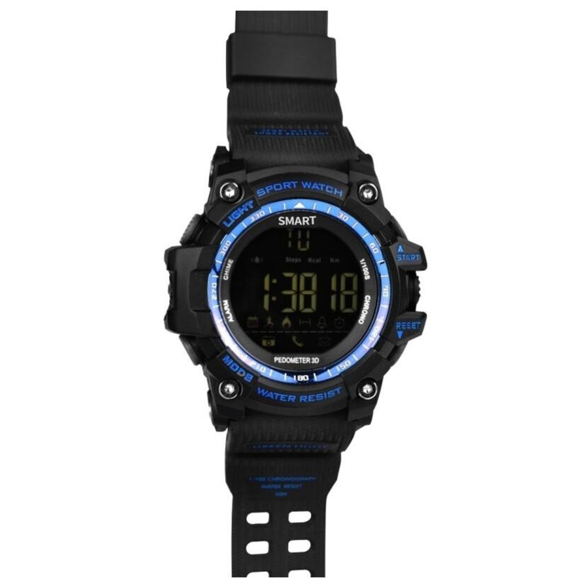 Montre Connectée Bluetooth Bracelet Sport Cadran Écran LCD IP67 50 M Bleu YONIS - Neuf