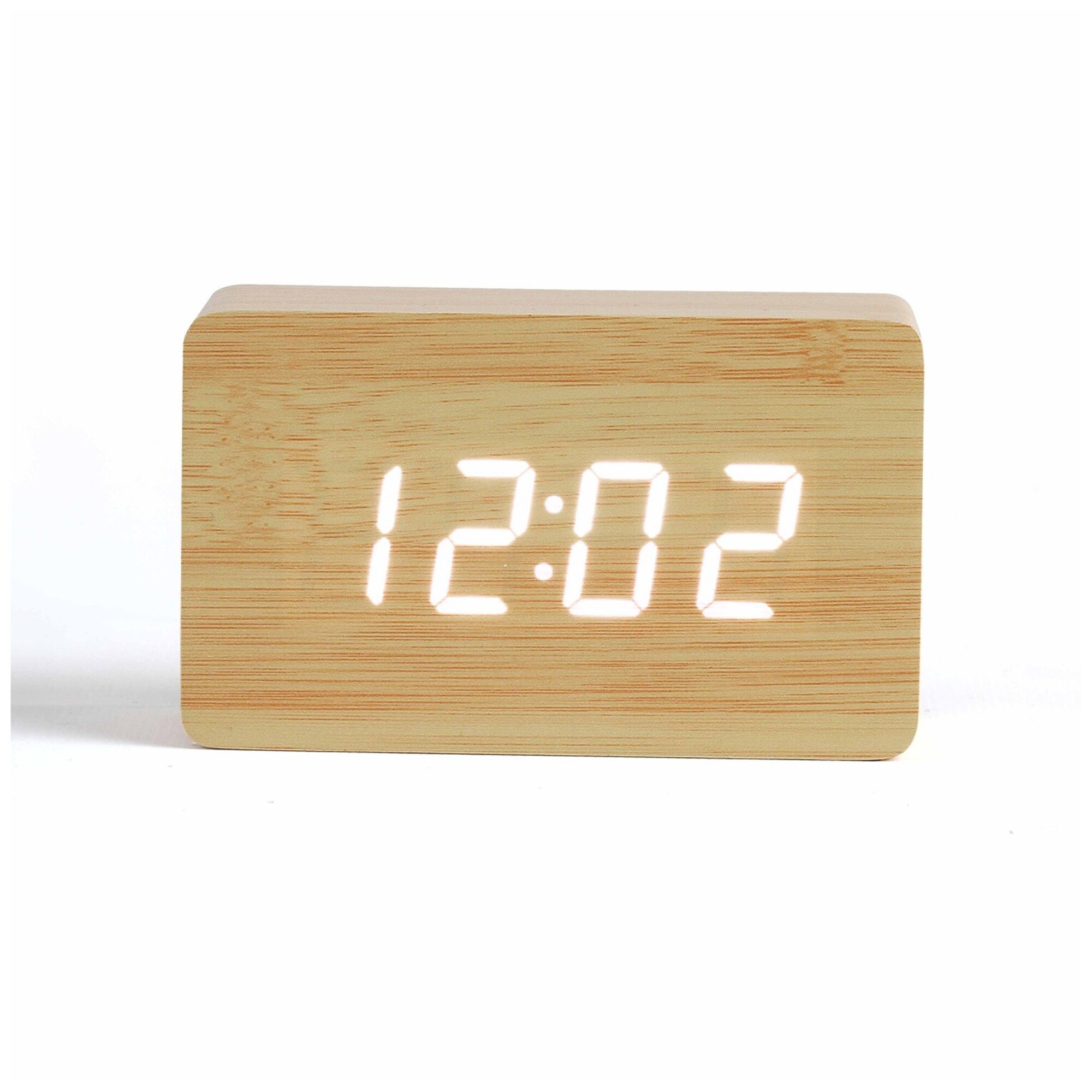 LIVOO RV150BC - Horloge digitale aspect bois  - Affichage LED blanc - Fonctions horloge, réveil, calendrier, thermomètre - Neuf