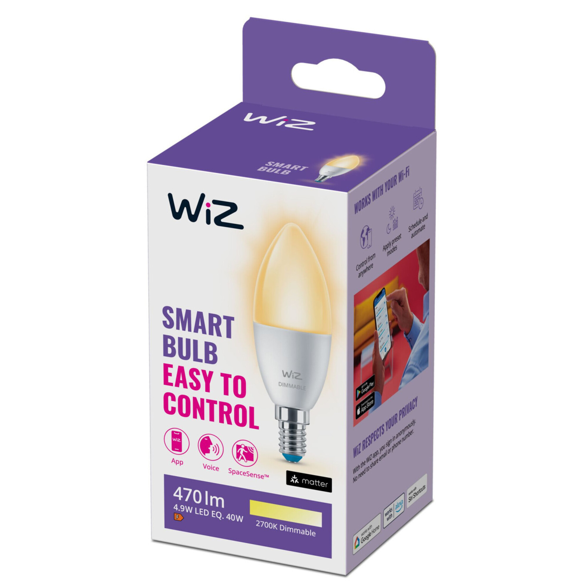WiZ Ampoule connectée flamme Intensité variable E14 Neuf - vue 3