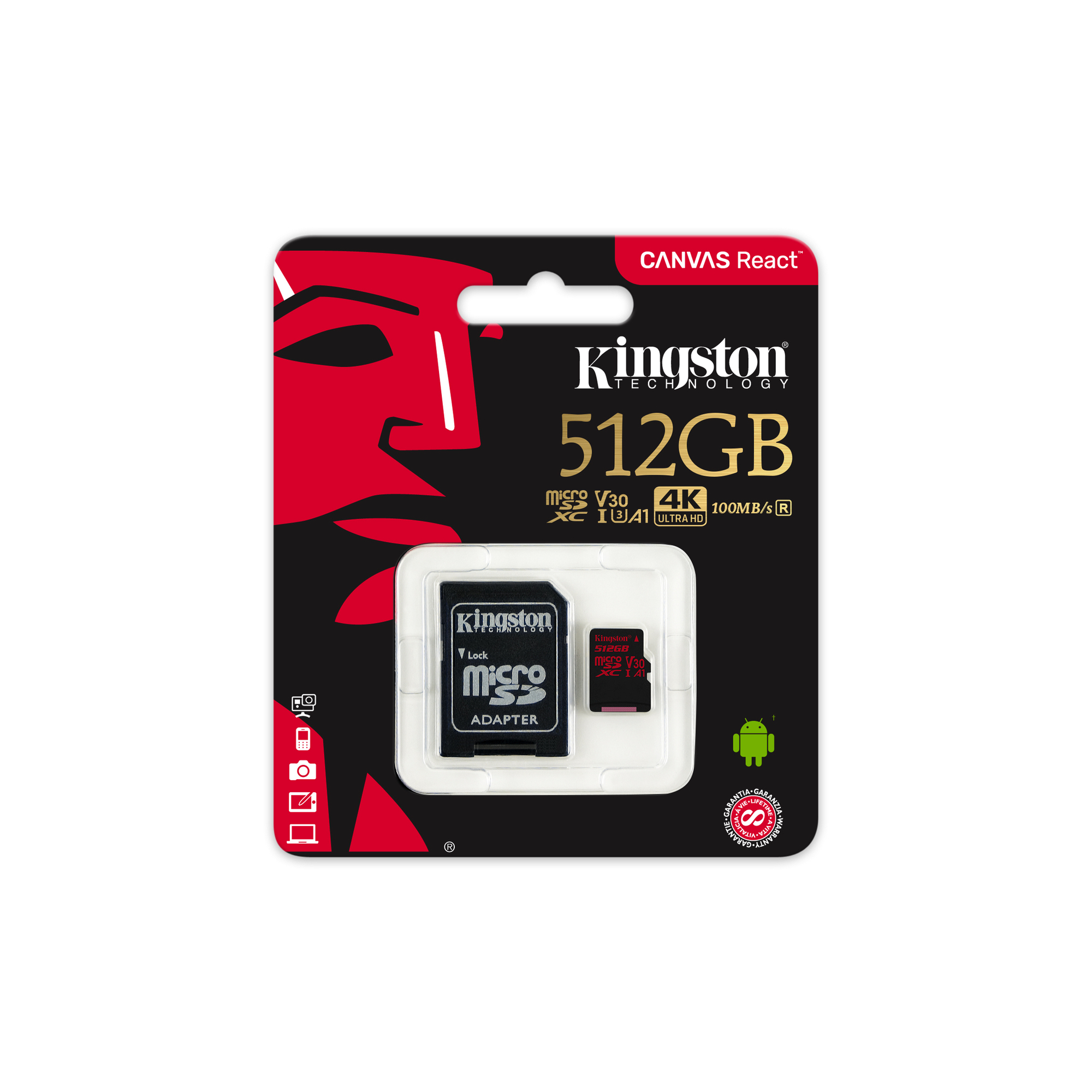 Kingston Technology Canvas React 512 Go MicroSDHC UHS-I Classe 10 - Neuf