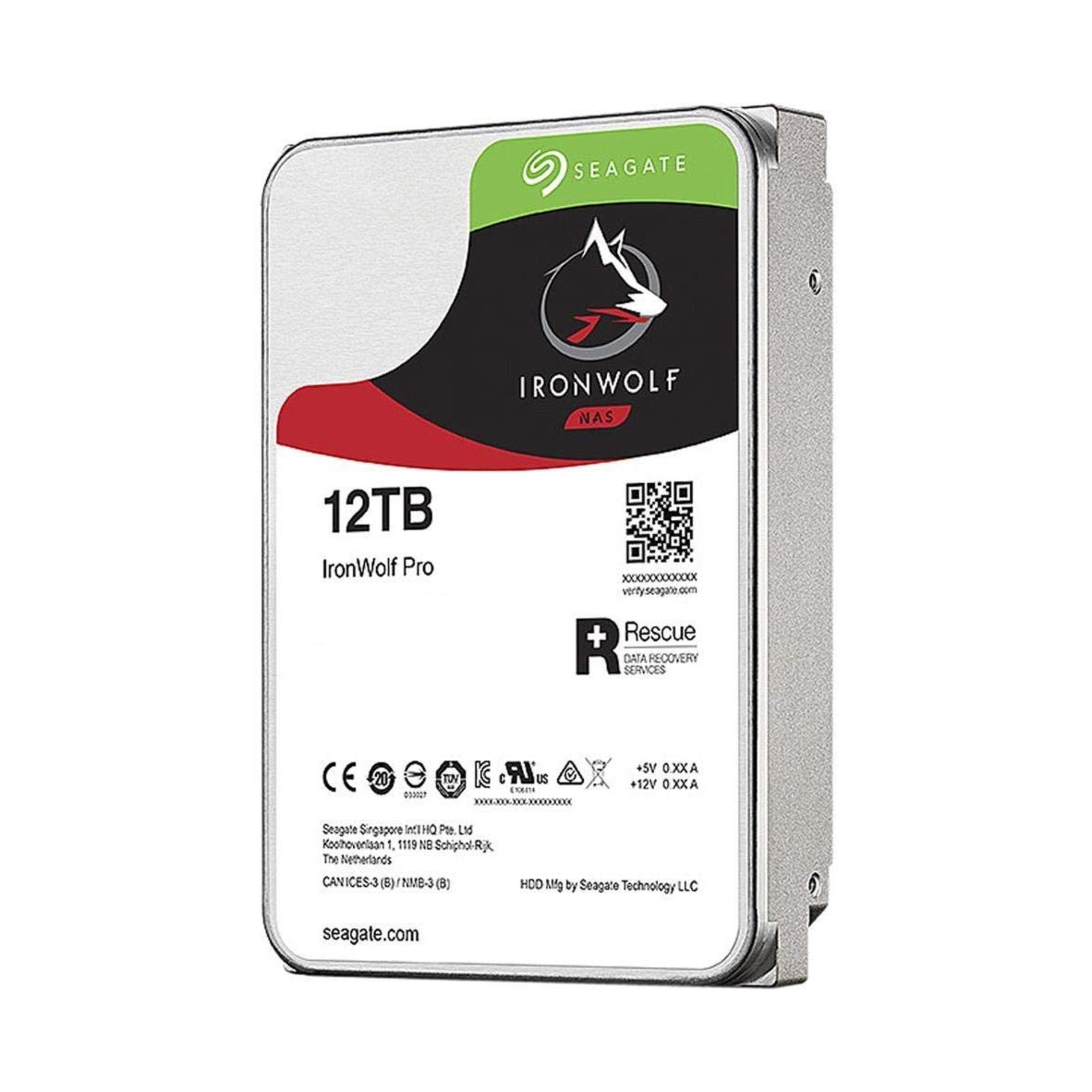 Seagate IronWolf Pro ST12000NE0008 - Disque dur - 12 To - interne - 3.5 - SATA 6Gb/s - 7200 tours/min - mémoire tampon: 256 Mo - avec 2 ans de Rescue Data Recovery