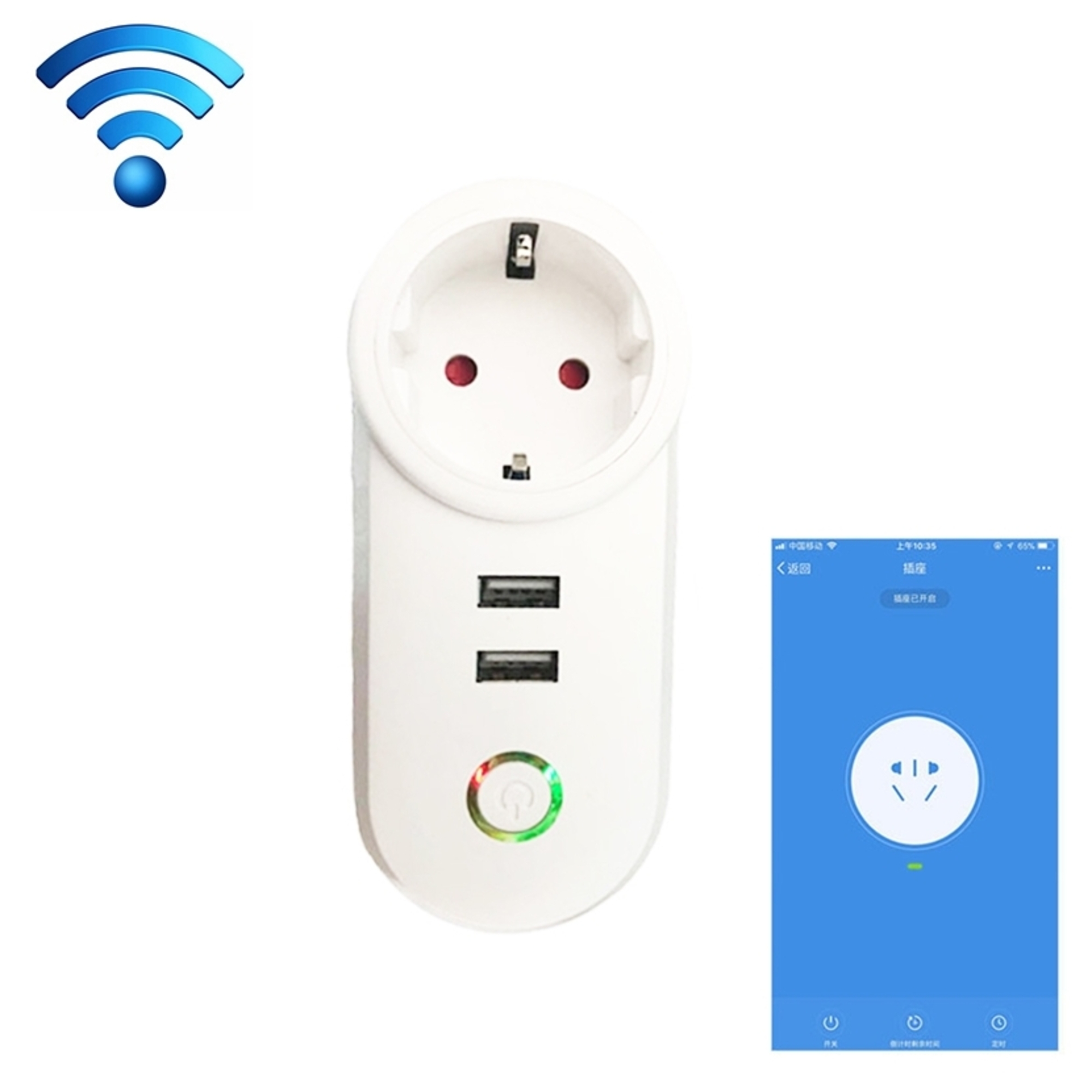 Prise Connectée Compatible Alexa Google Home 2 Ports USB Wifi Adaptée Eu YONIS - Neuf