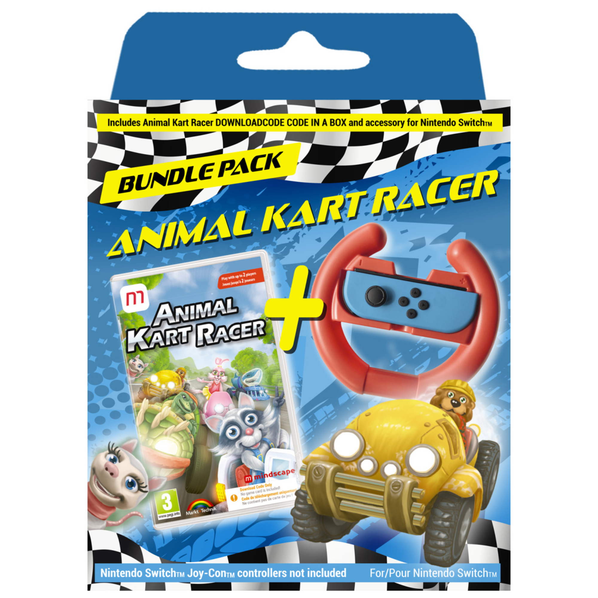 Animal Kart Racer code CIAB + Volant Nintendo SWITCH - Neuf