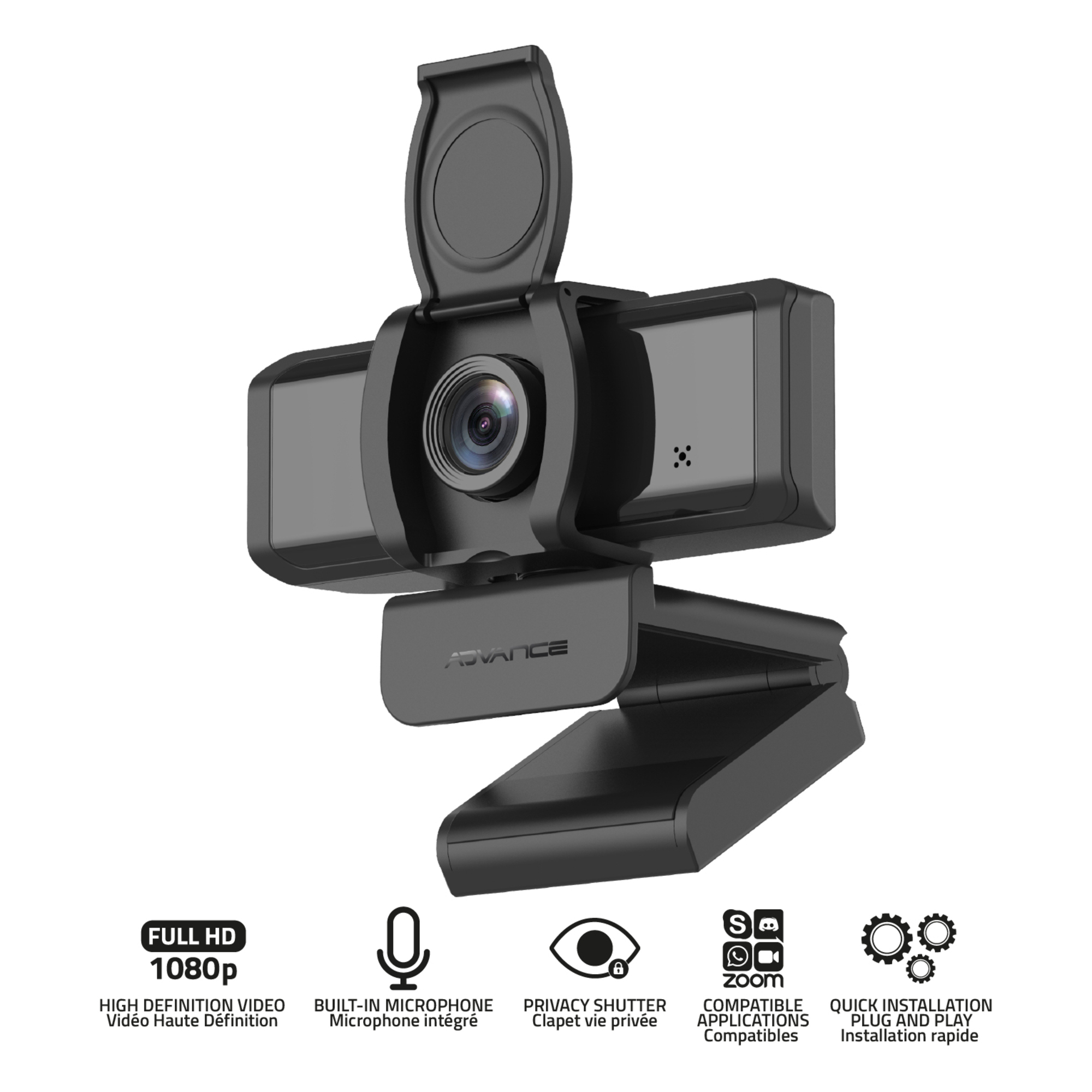 ADVANCE Livestream webcam 1920 x 1080 pixels USB Noir - Neuf