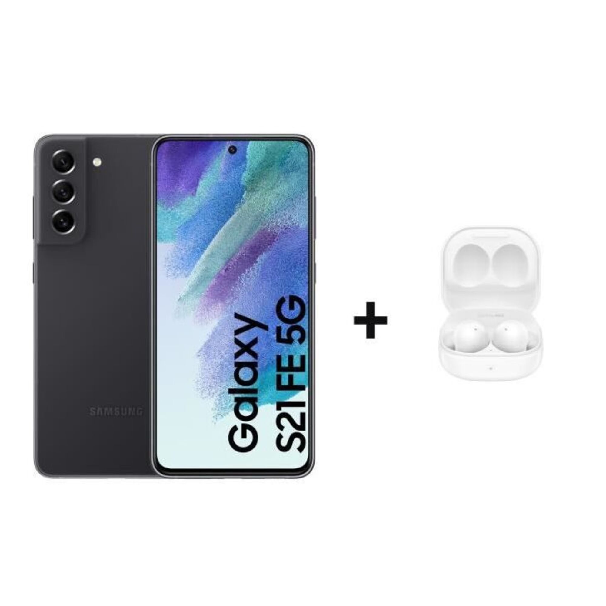 Samsung Galaxy S21Fe Gaphite + Buds2 Blanc - Excellent État