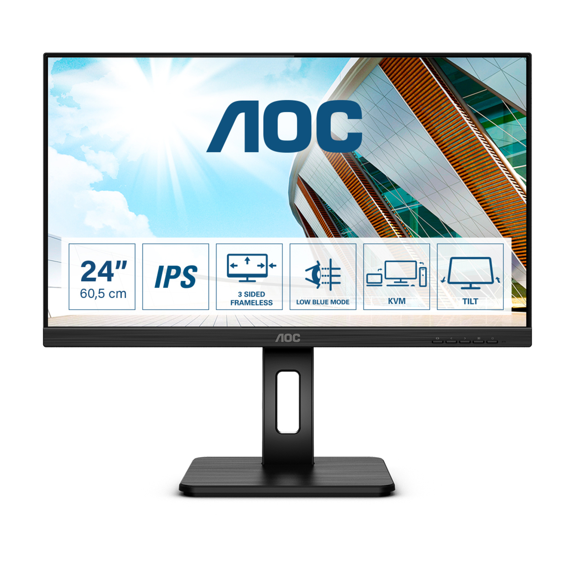 AOC P2 24P2C LED display 60,5 cm (23.8 ) 1920 x 1080 pixels Full HD Noir - Neuf