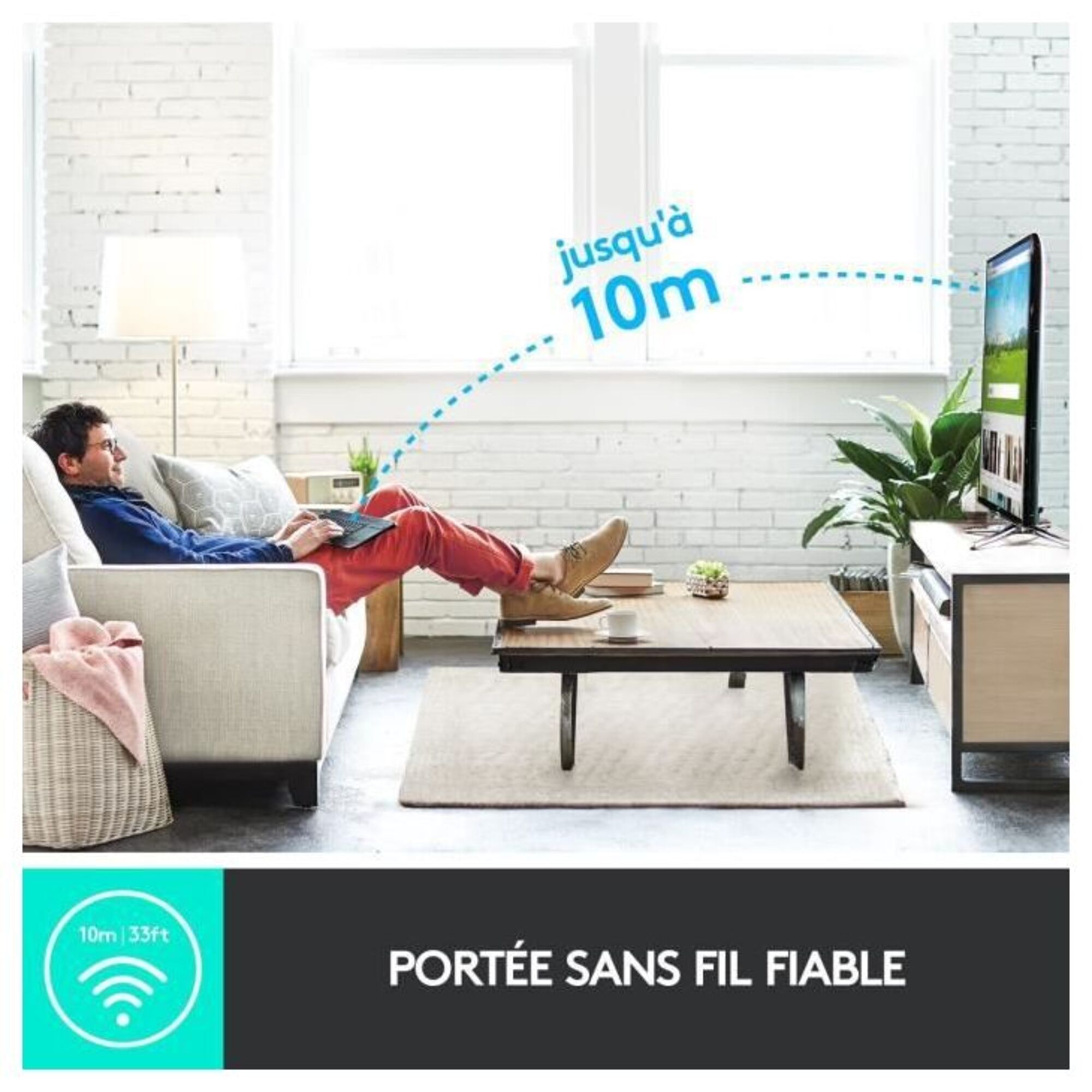 Clavier TV Sans fil Logitech K400 Plus AZERTY Pavé tactile - vue 6