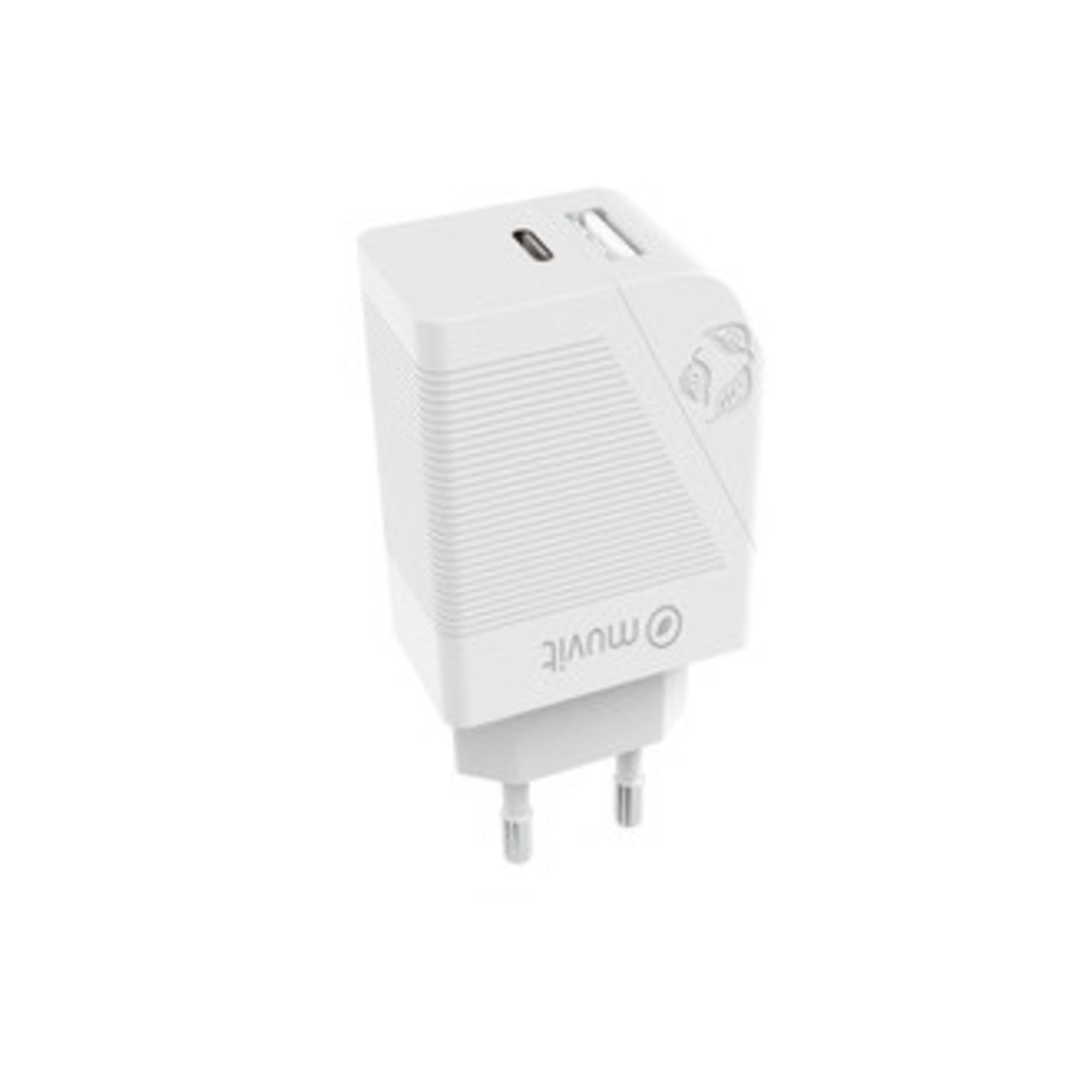 Muvit For Change Chargeur Secteur Pd 20W + Qc 3.0 18W Blanc - Neuf