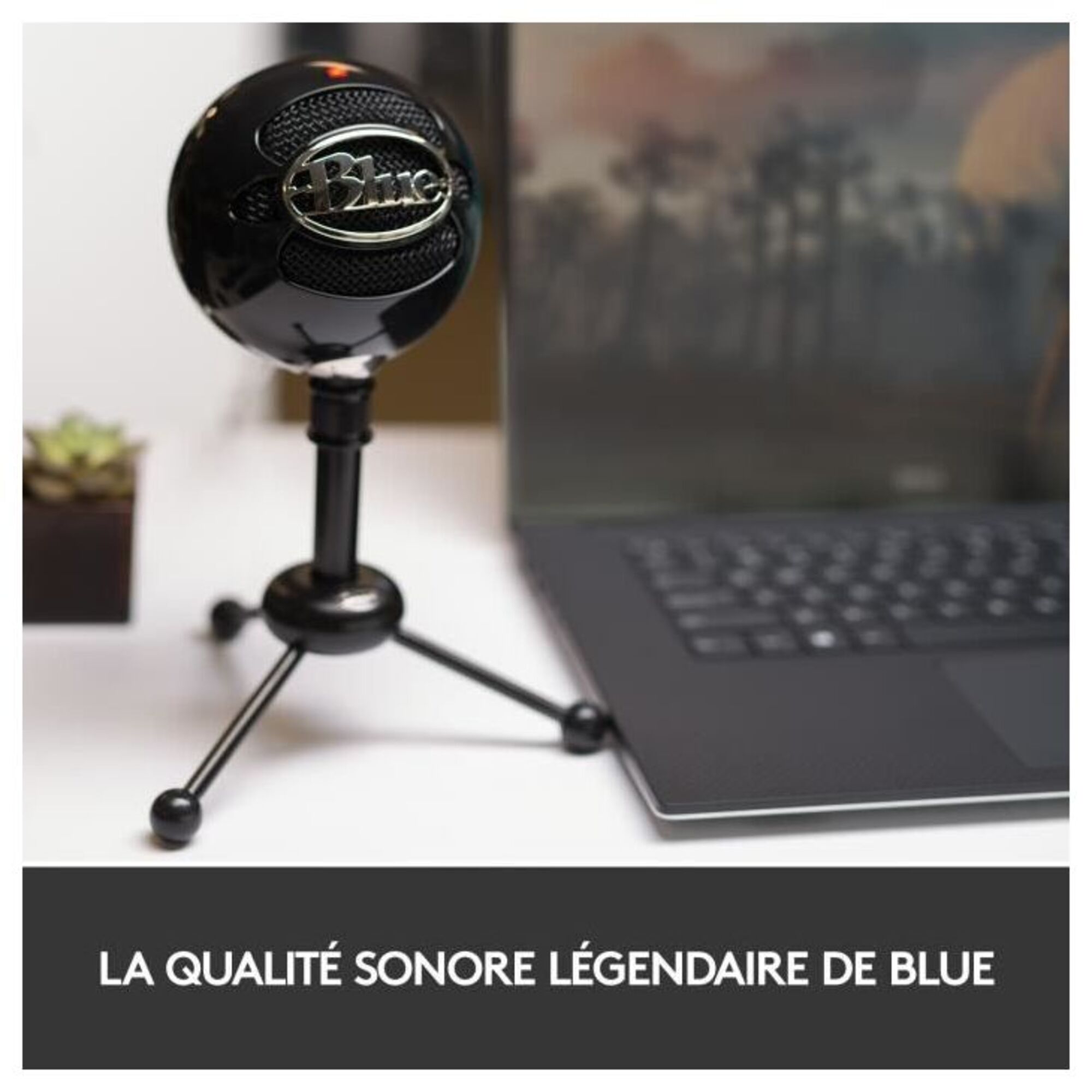 Microphone USB Blue Snowball pour Enregistrement, Streaming, Podcast, Gaming sur PC et Mac - Noir - Neuf