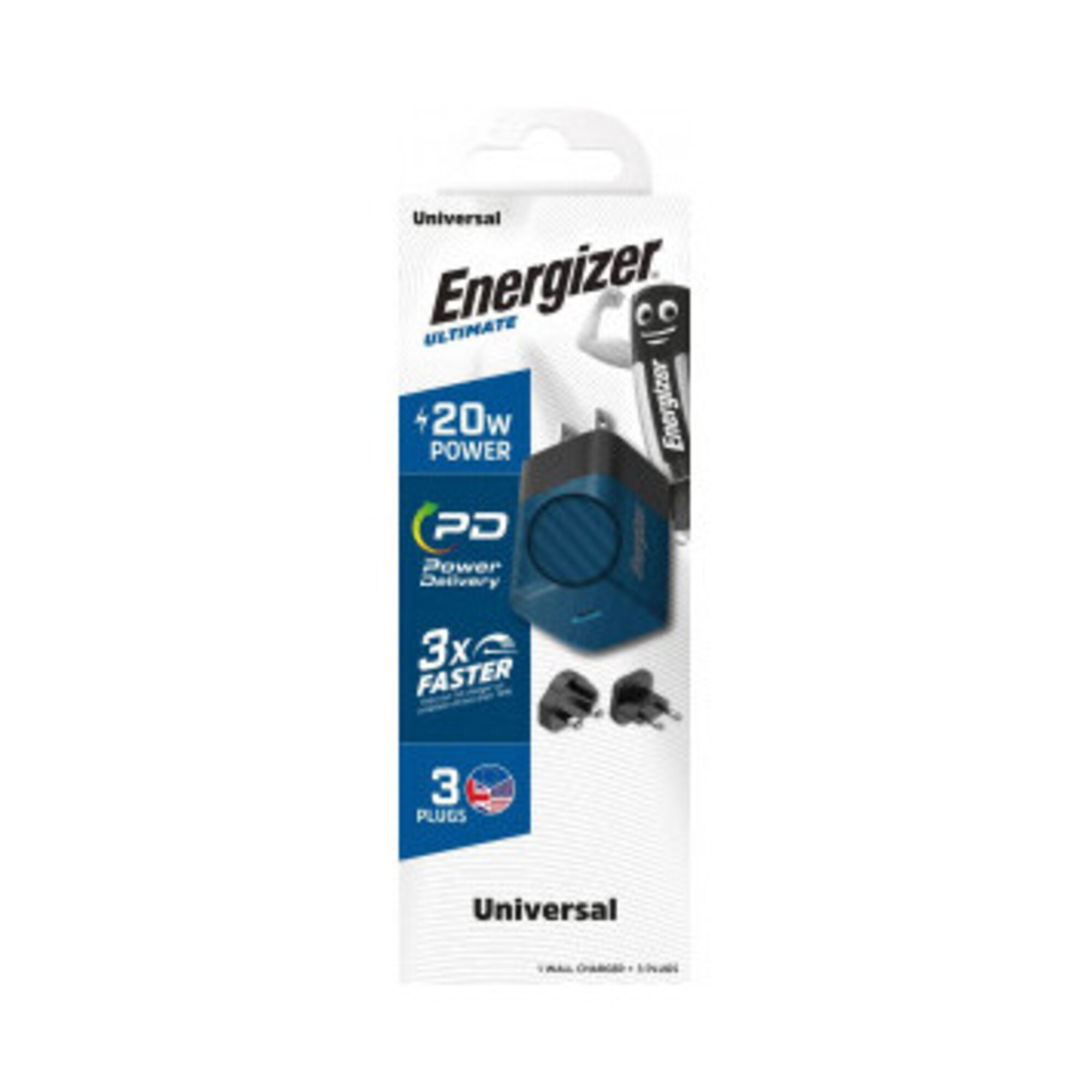 Chargeur Power Delivery - 20W - EU/UK/US - Bleu - Neuf