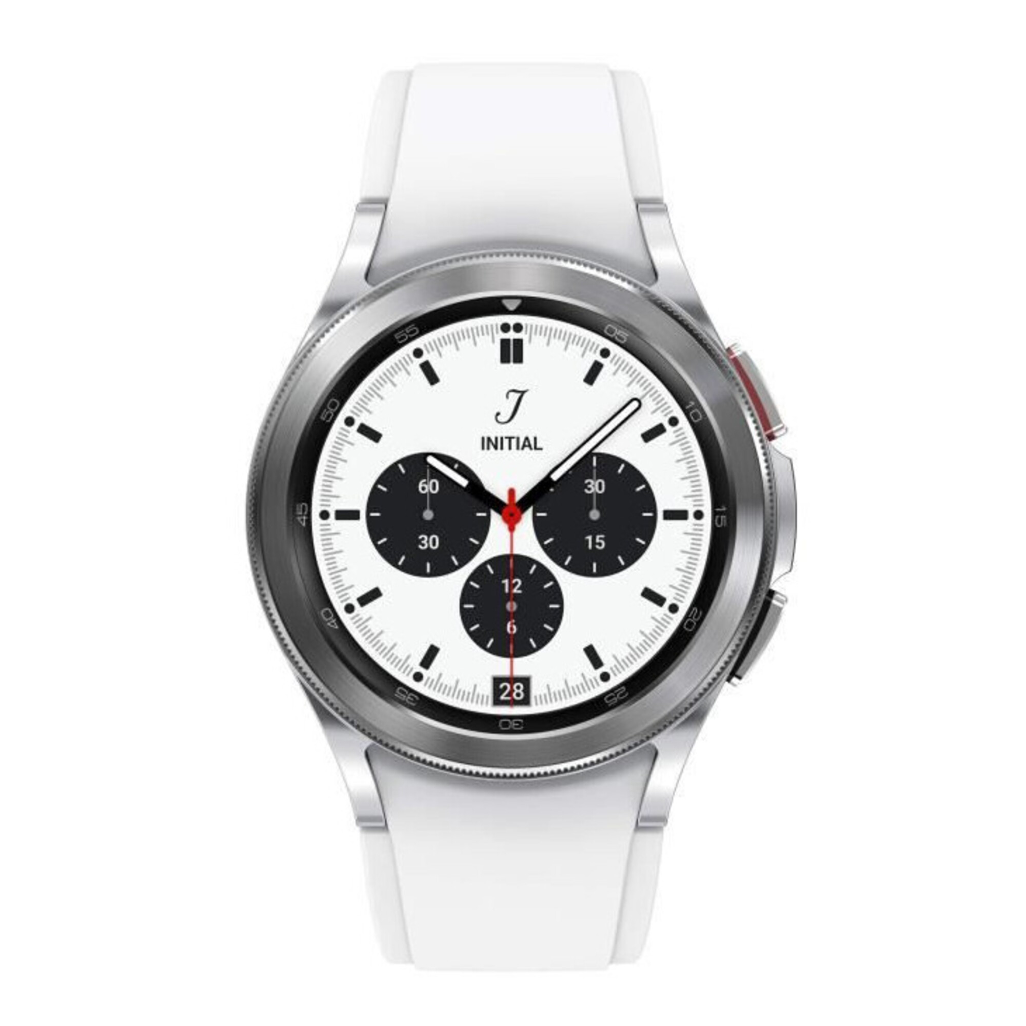 Galaxy Watch4 Classic 42mm boitier Argent - Super AMOLED - Bluetooth - Bracelet sport Blanc - Bon état