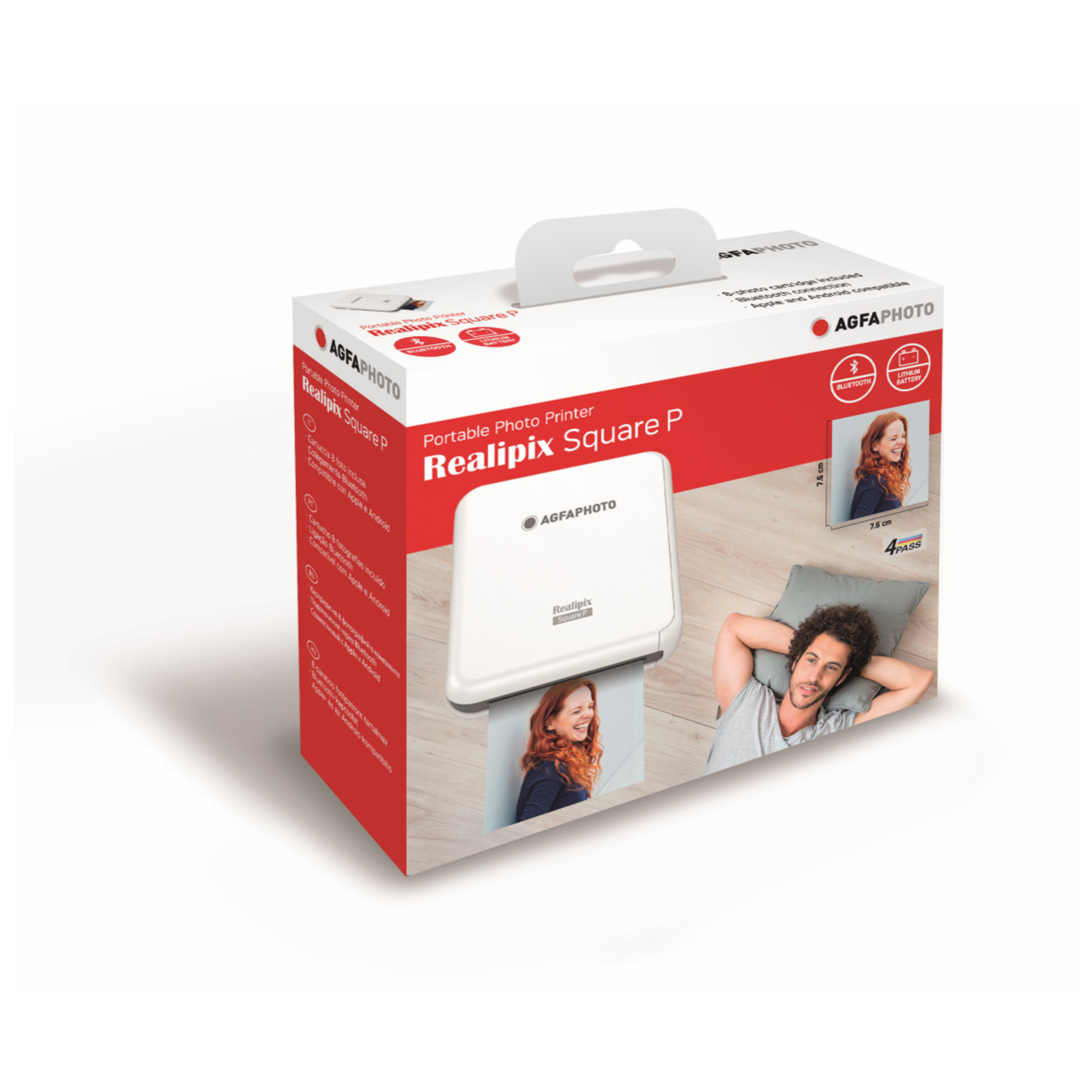 AGFA PHOTO - Realipix Square P - Imprimante Photo via Bluetooth - Sublimation Thermique 4Pass - Blanc - Neuf