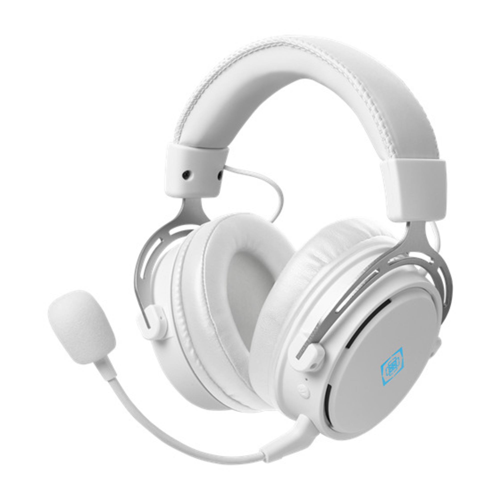 Deltaco Gaming - WHITE LINE WH90 - Casque gaming sans fil, haut-parleurs stéréo 50mm, Cuir PU, micro flexible détacheable, PC/MAC/Console/Mobile, Blanc - Neuf