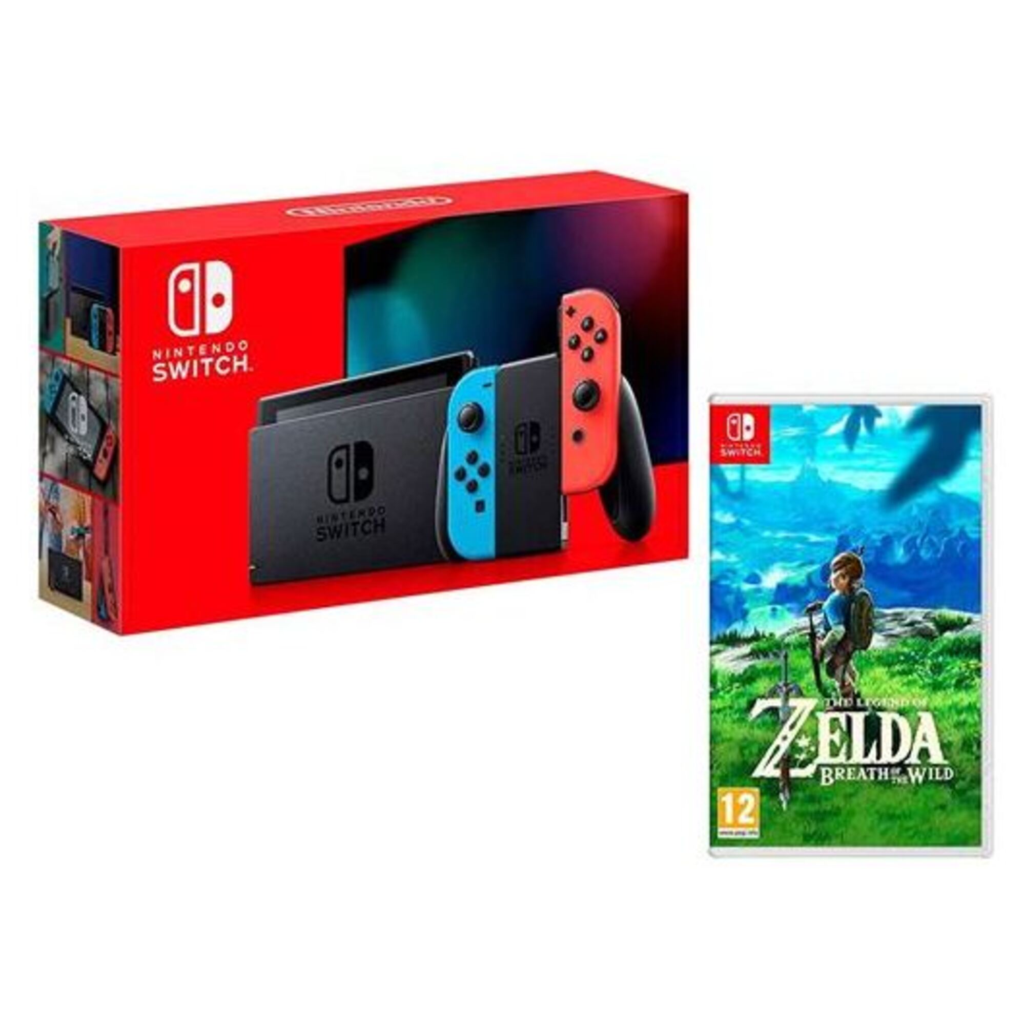 Switch Néon 32Go + The Legend of Zelda: Breath of The Wild, Rouge, Bleu - Très bon état