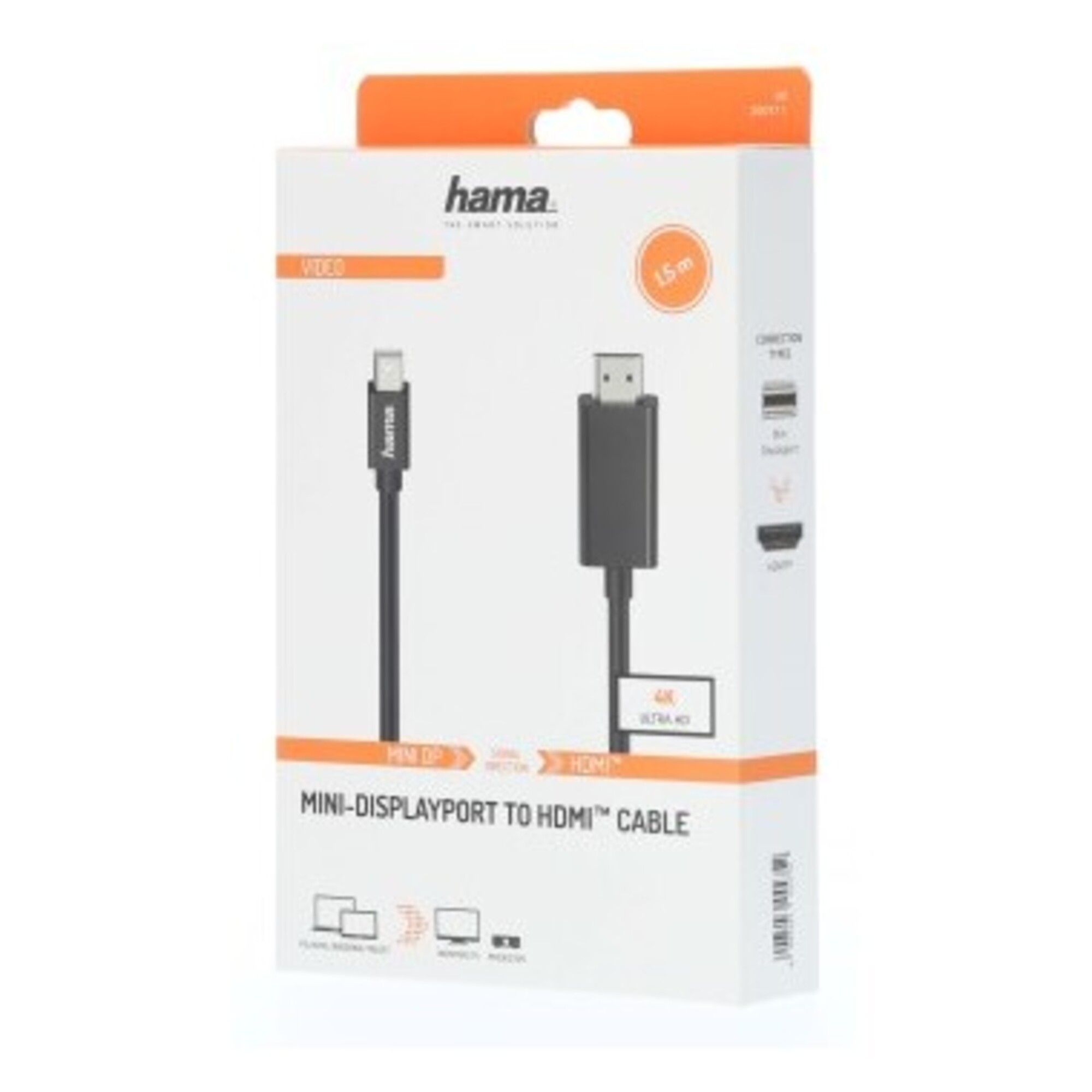 Hama 00200711 câble vidéo et adaptateur 1,5 m Mini DisplayPort HDMI Noir - vue 3