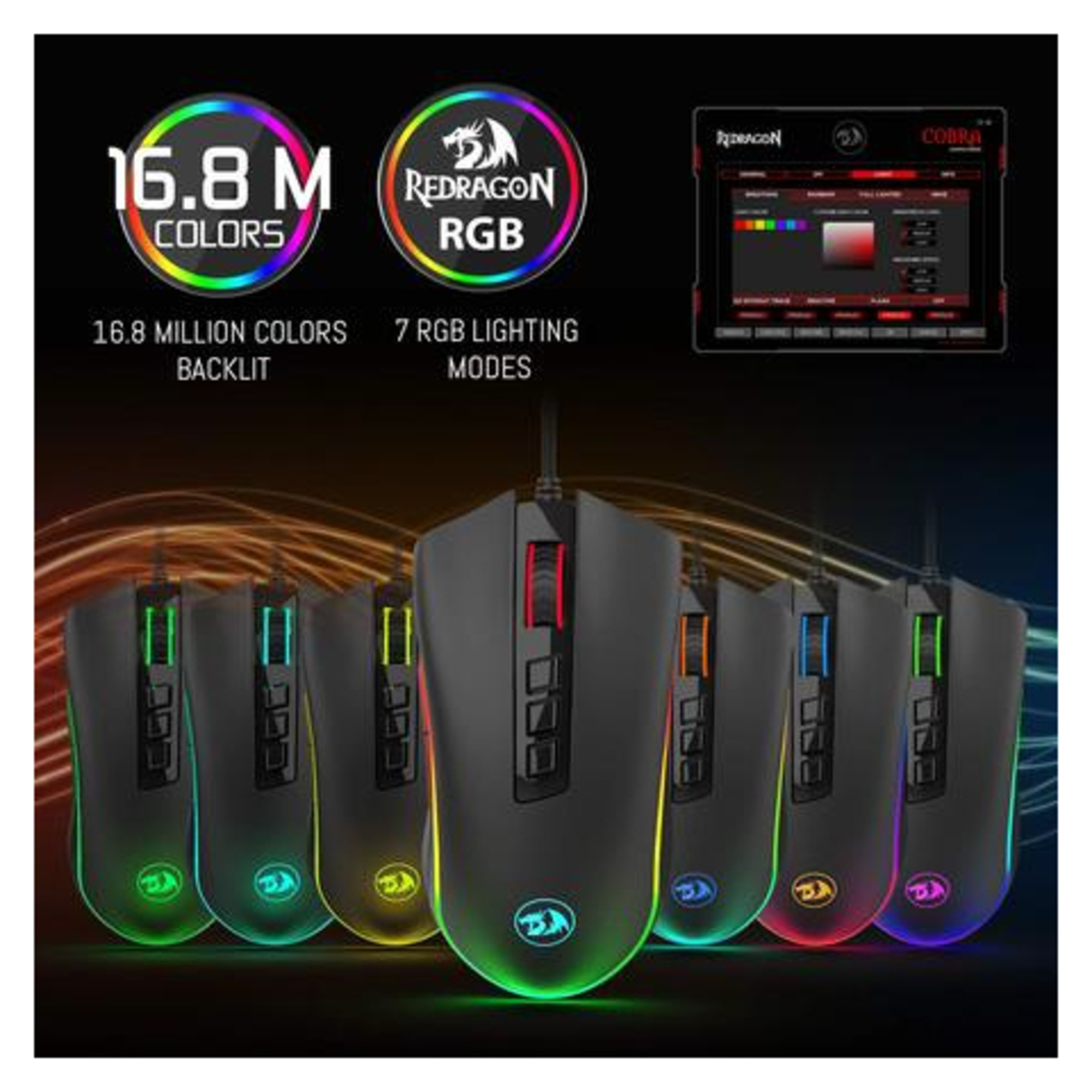 REDRAGON M711 COBRA Jouer Droitier USB Type A Optique 10000 DPI Neuf - vue 2