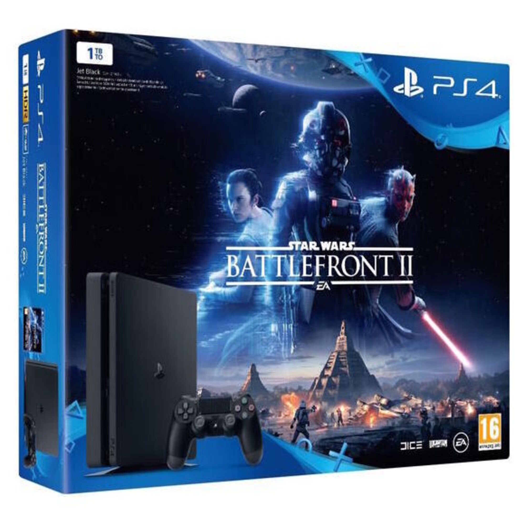 PS4 SLIM 1 To Noire + Star Wars BF II - Bon état