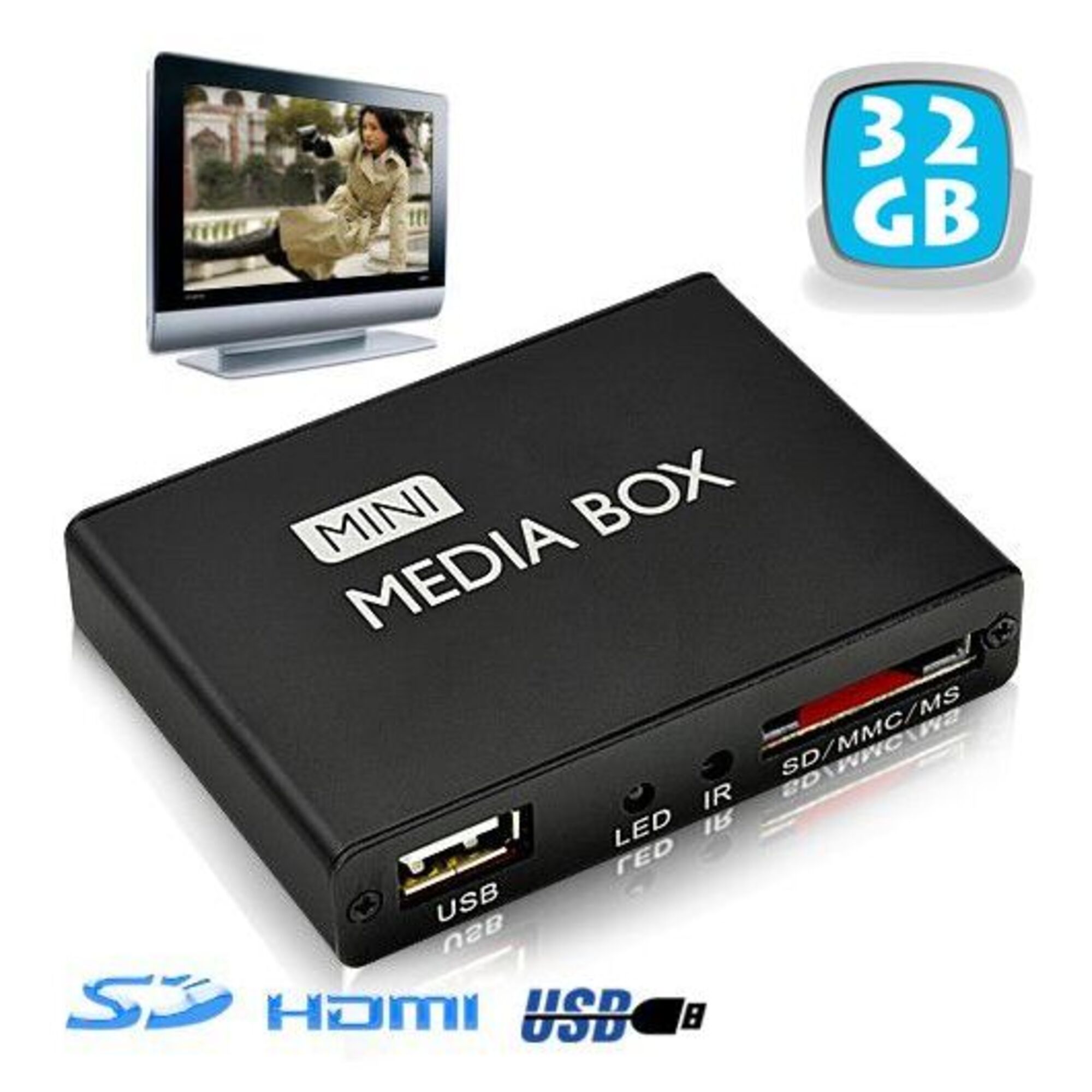 Mini Boitier Passerelle Multimédia Lecteur 1080P HDMI Téléviseur HDtv 32Go Noir YONIS - Neuf