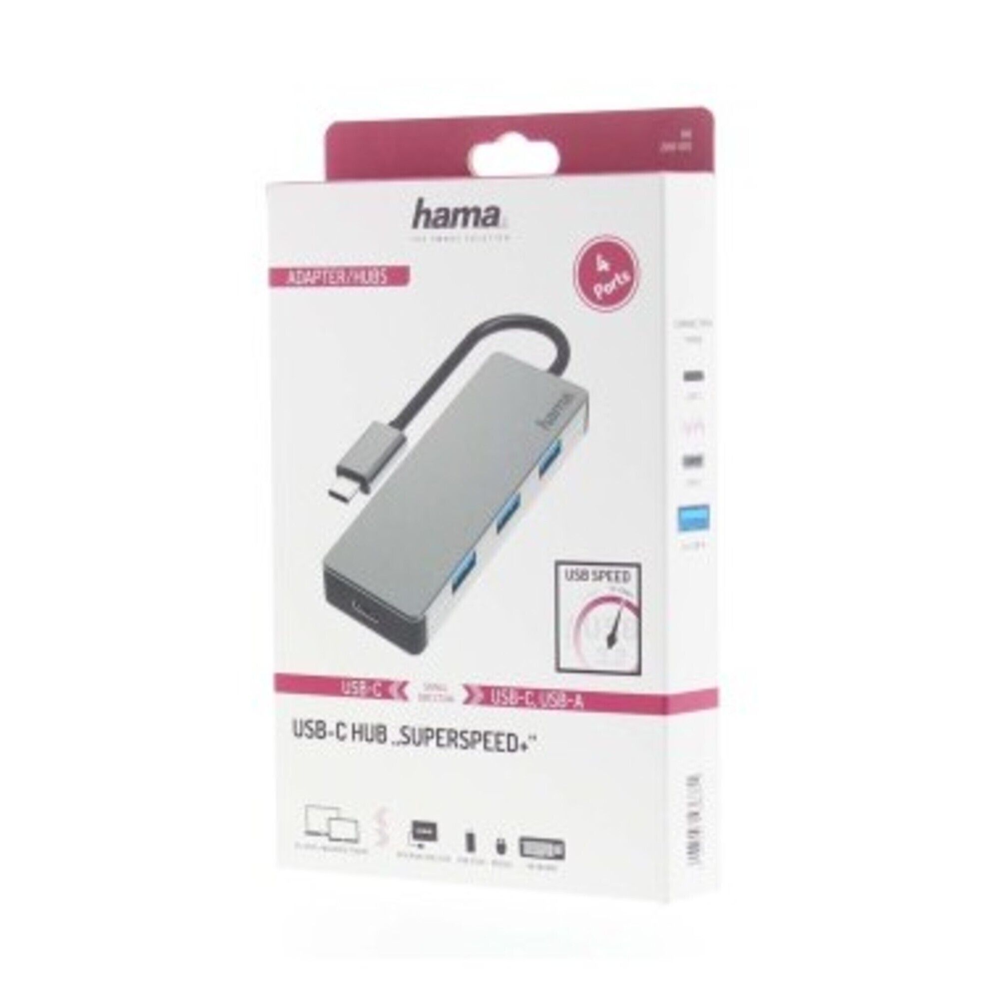 Hama 00200105 hub & concentrateur USB 3.2 Gen 2 (3.1 Gen 2) Type-C 10000 Mbit/s Gris - Neuf