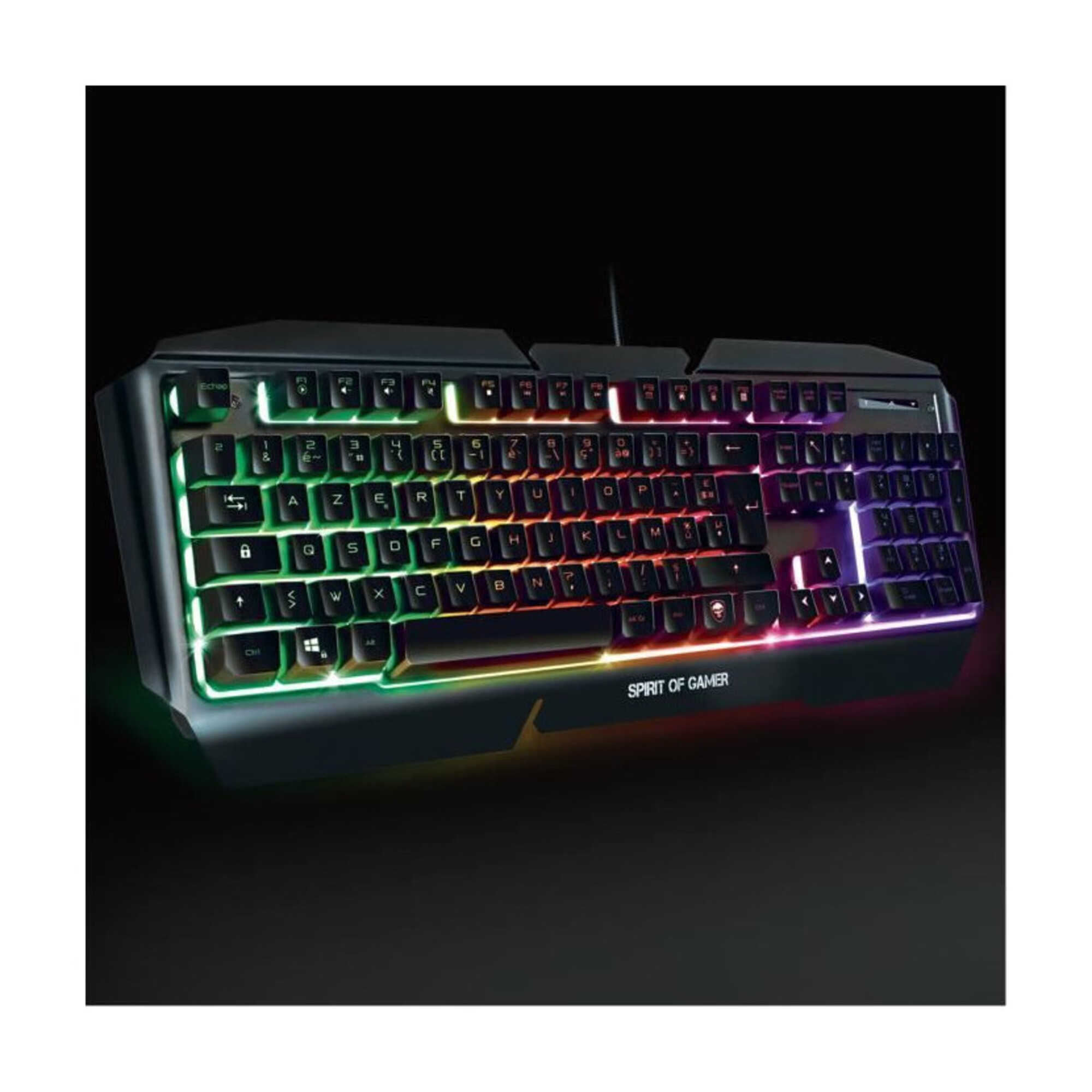 SPIRIT OF GAMER ULTIMATE 500 Pack Gaming 4 en 1 Souris 6400DPI Tapis Médium Clavier Semi Mécanique Casque Multiplateforme RGB - Neuf