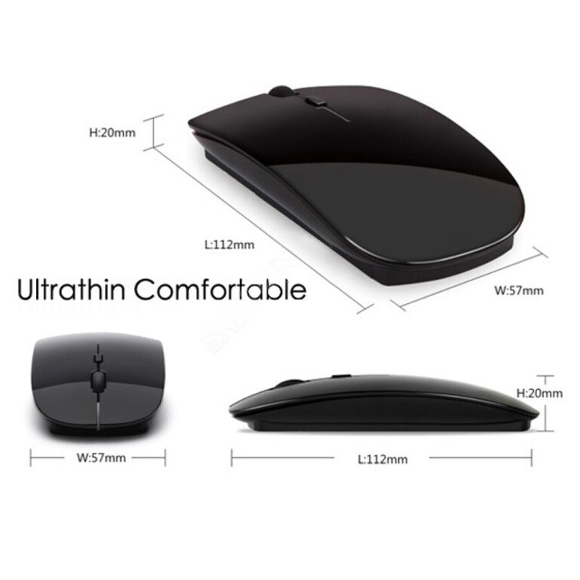 Souris Ultra Plate pour MAC APPLE Sans Fil USB Universelle Capteur Optique 3 Boutons Couleurs (NOIR) - Neuf