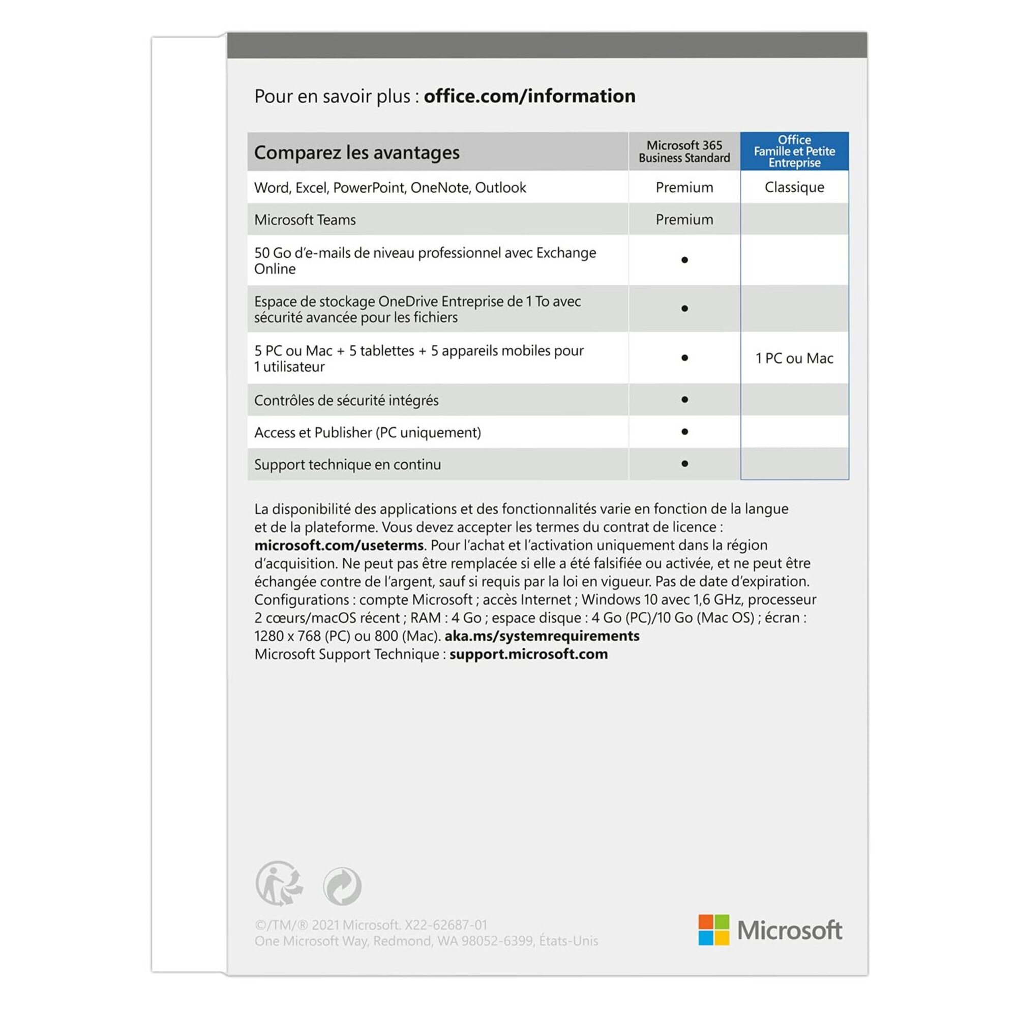 Microsoft Office FamillePetite Entreprise 2021 COEM - vue 3