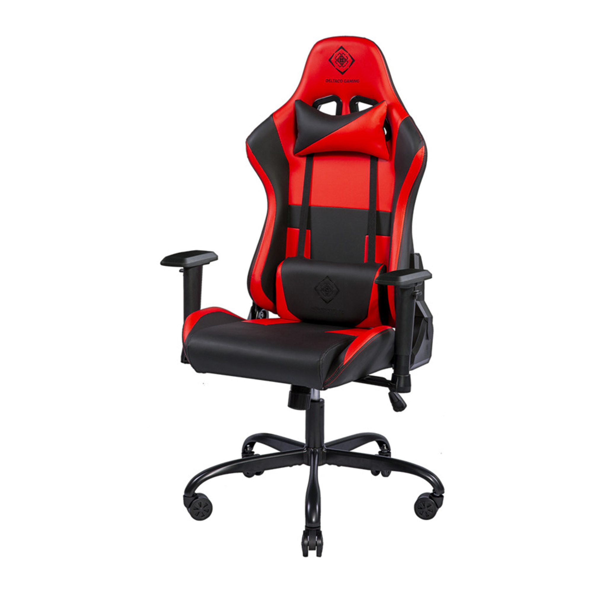 DELTACO GAMING - Fauteuil gaming, Base aluminium, Cuir PU noir & rouge, max 90kg - Neuf