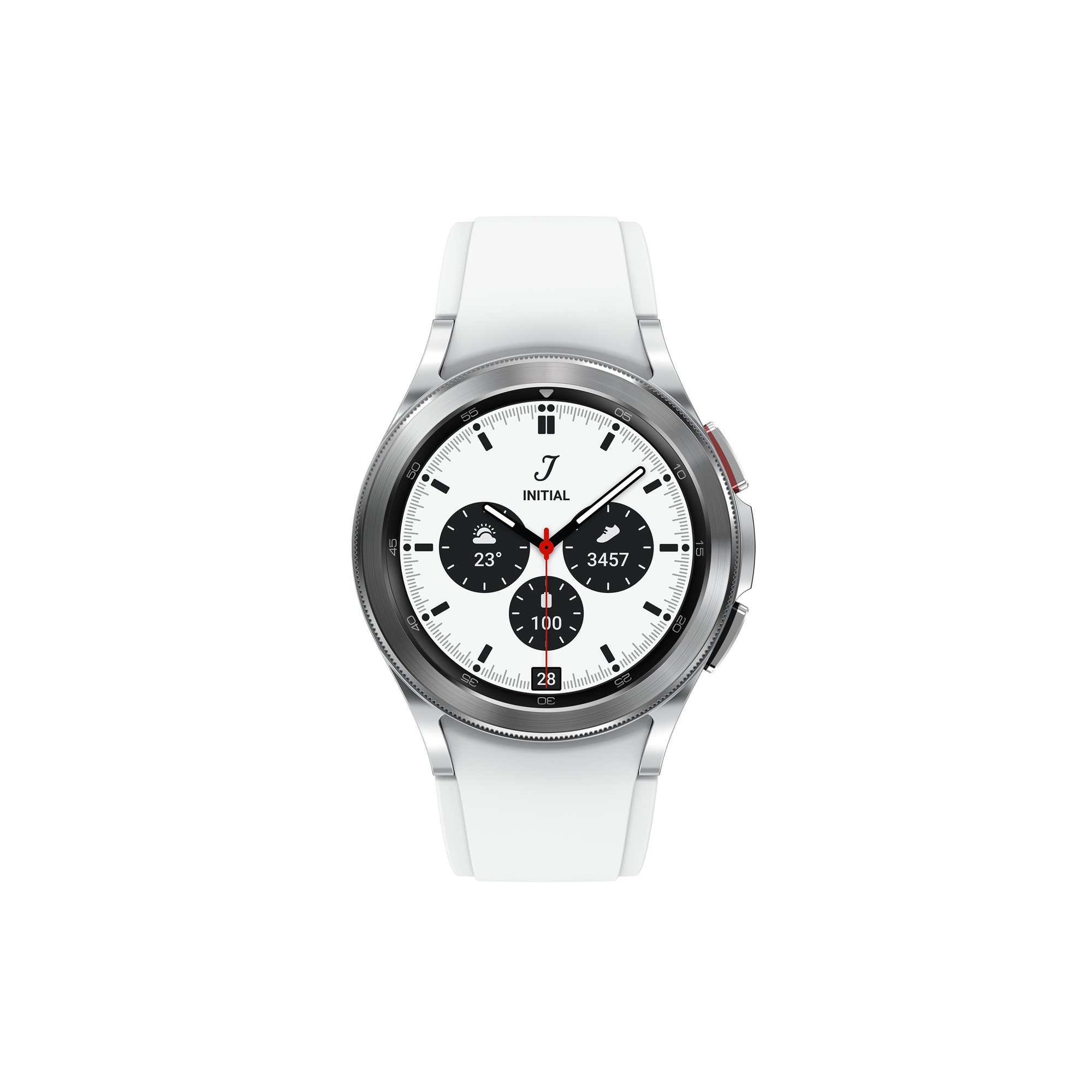 Galaxy Watch4 Classic 42mm boitier Argent - Super AMOLED - Bluetooth + 4G - Bracelet Blanc - Bon état