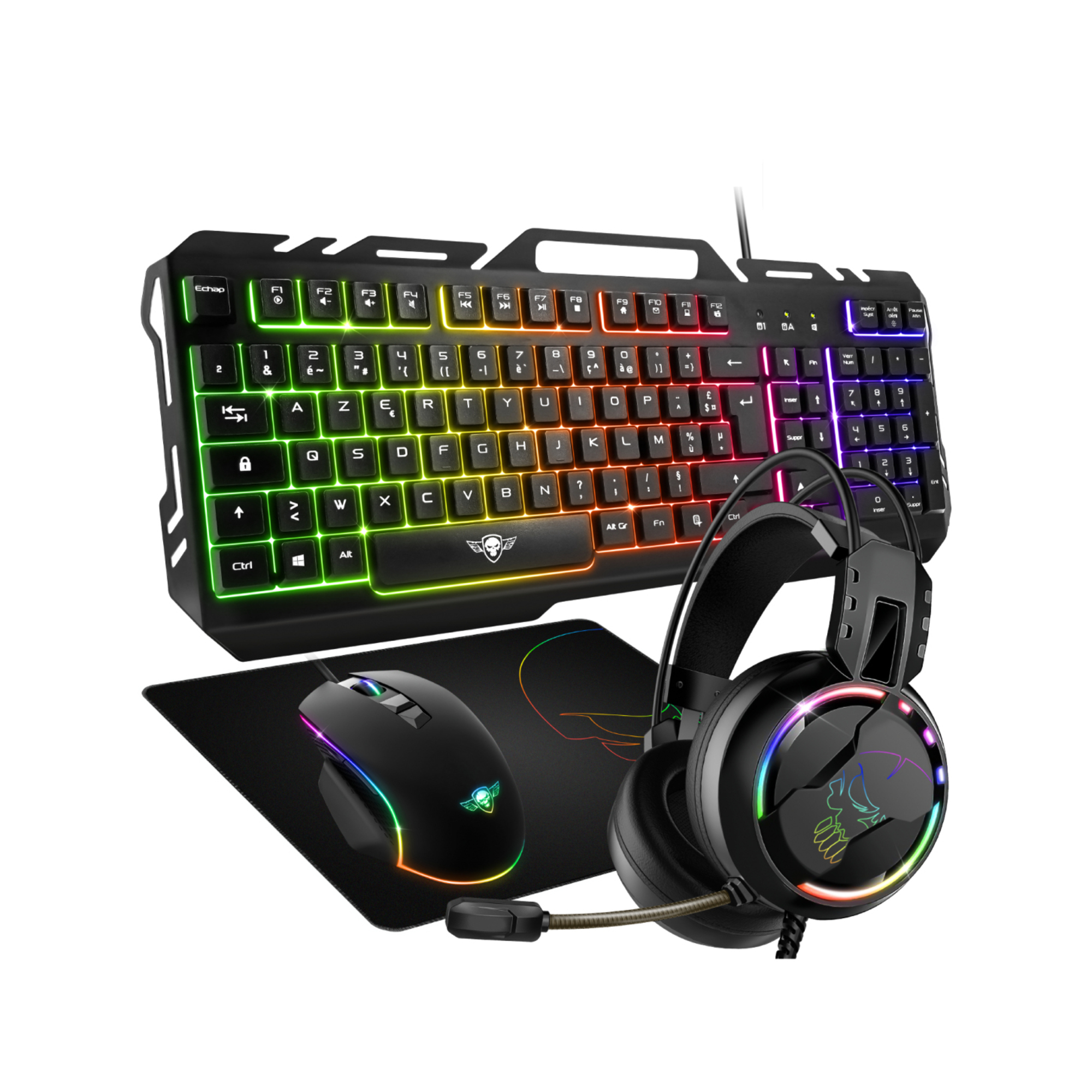 Tastiera Spirit of Gamer PRO MKH5 Mouse incluso USB AZERTY Francese Nero - nuovo