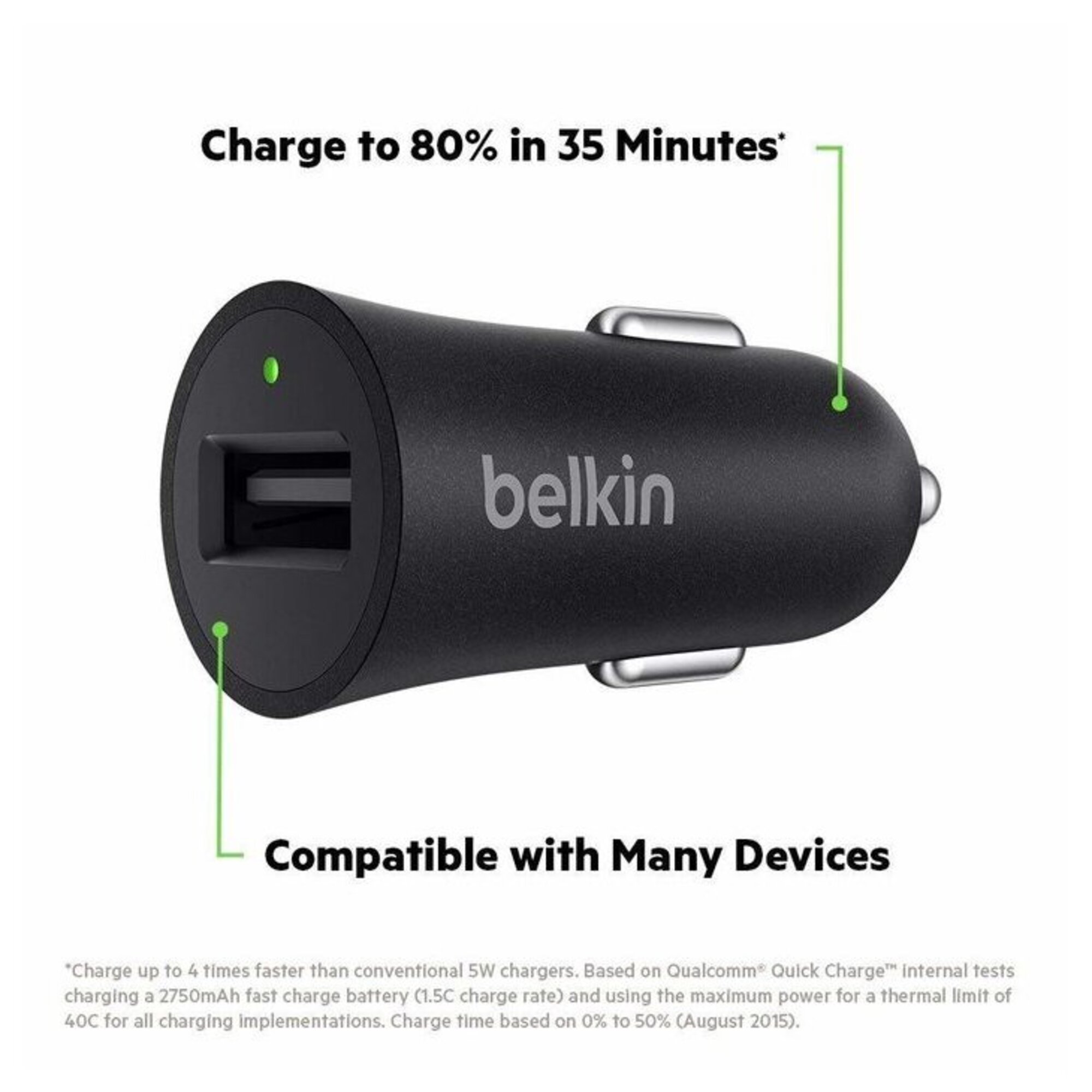 Belkin Quick Charge 3.0 Car Charger USB C to A Cable BL - vue 4