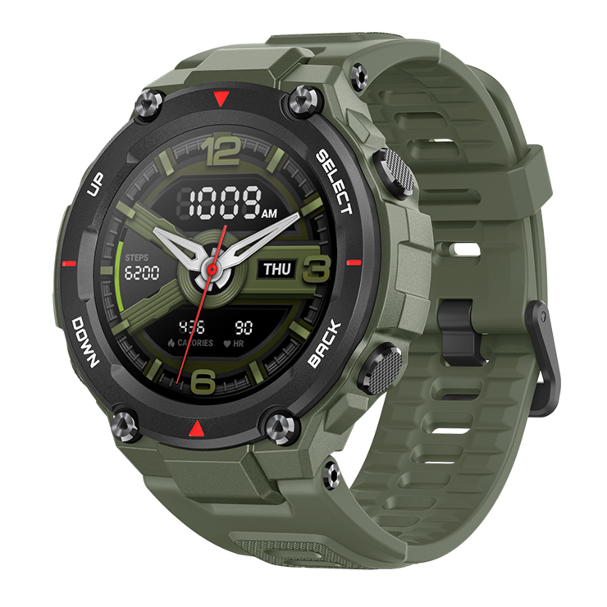 Amazfit T-Rex 3,3 cm (1.3 ) AMOLED 48 mm Numérique 360 x 360 pixels Écran tactile Vert GPS (satellite) - Neuf