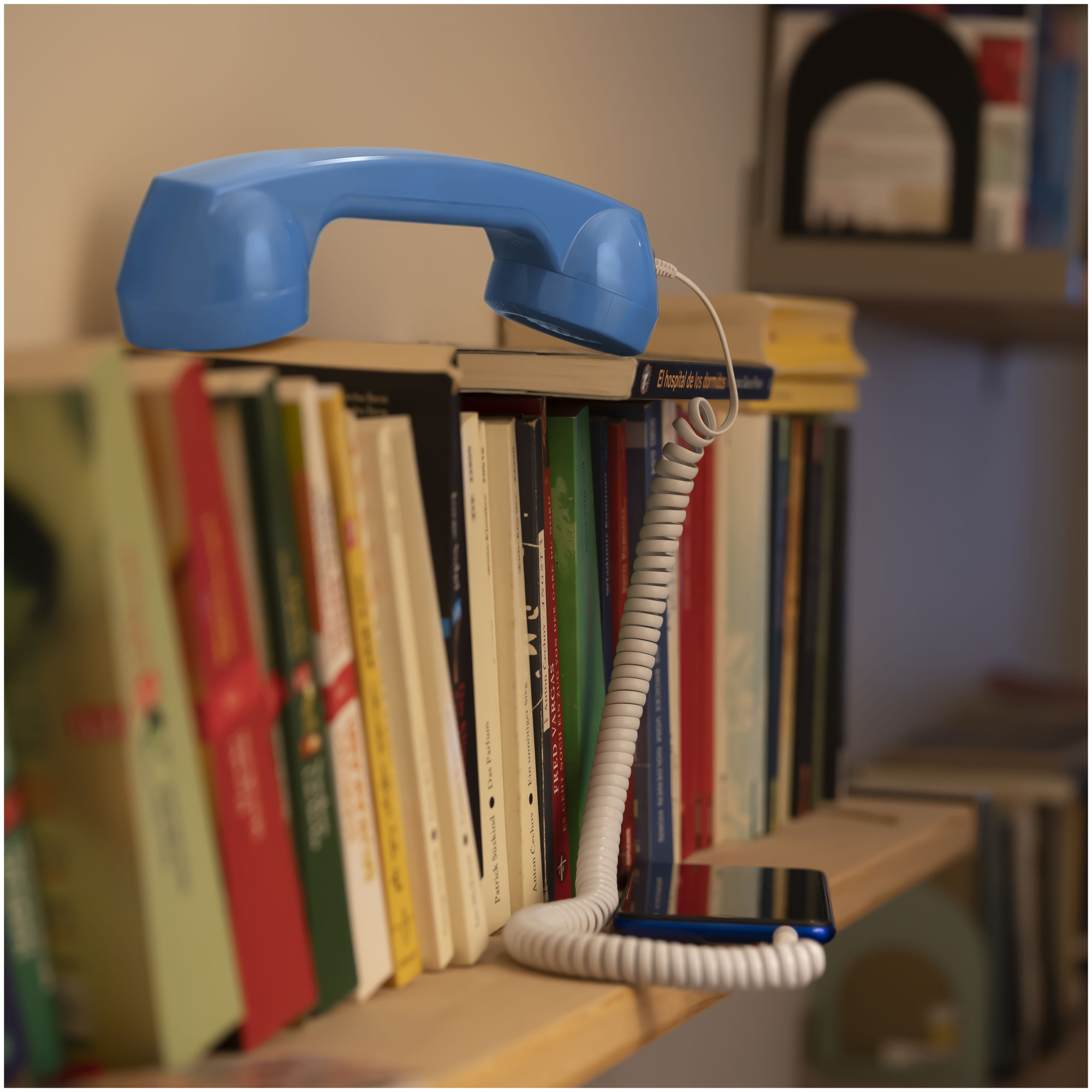 Combiné Téléphone Rétro pour Smartphones Android - Bleu Clair - Neuf