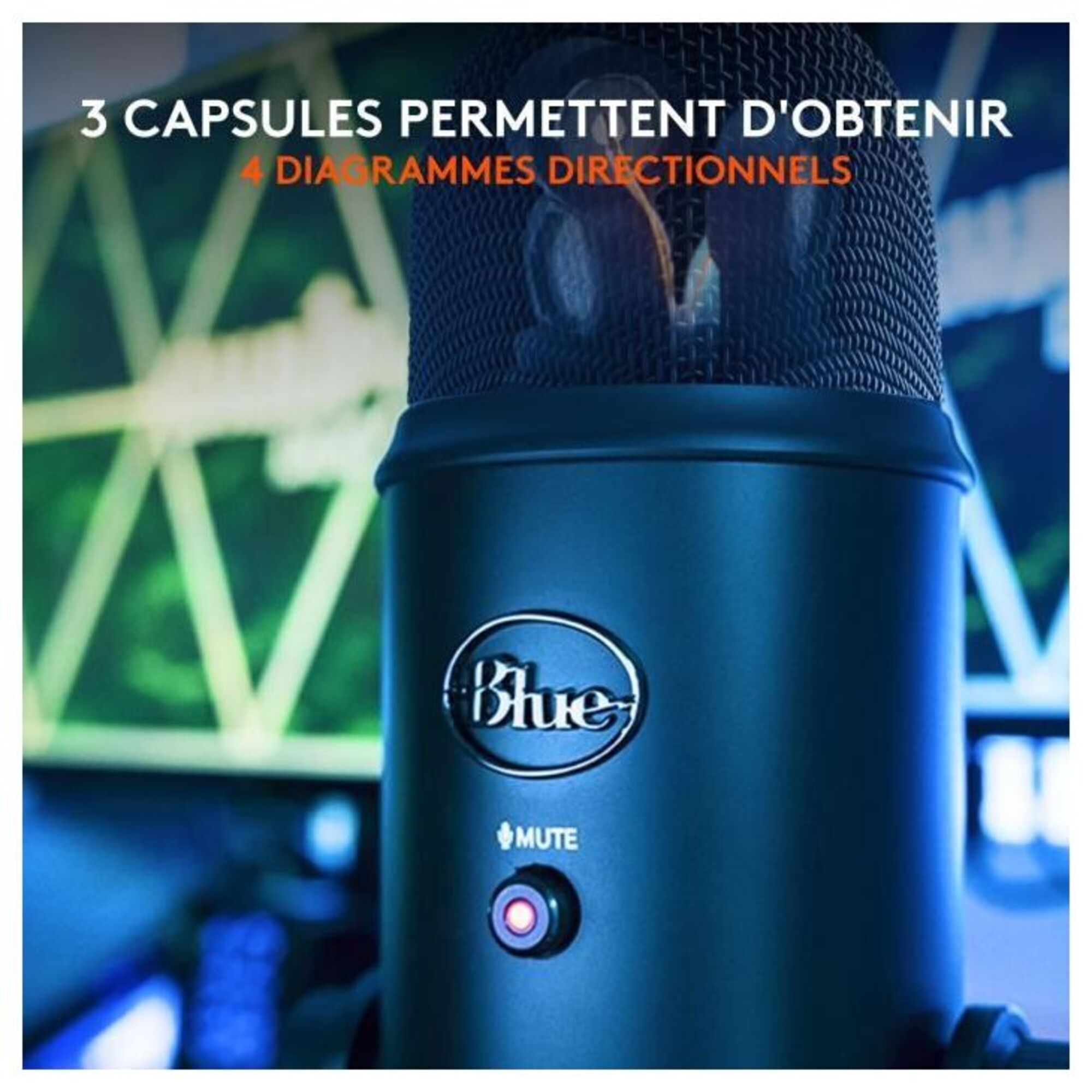 Microphone USB - Blue Yeti - Pour Enregistrement, Streaming, Gaming, Podcast sur PC ou Mac - Noir - Neuf