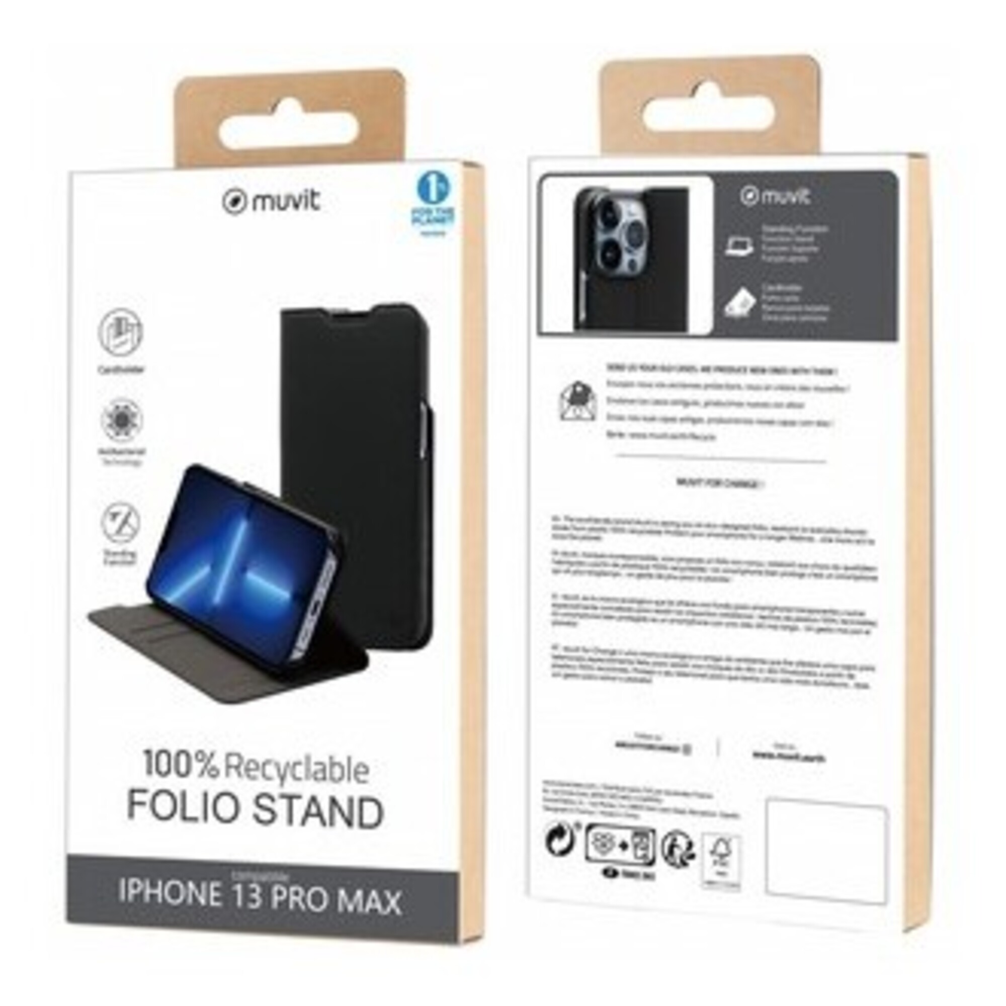 MUVIT  For Change Folio Stand Recycletek Iphone 13 Pro Max - Neuf
