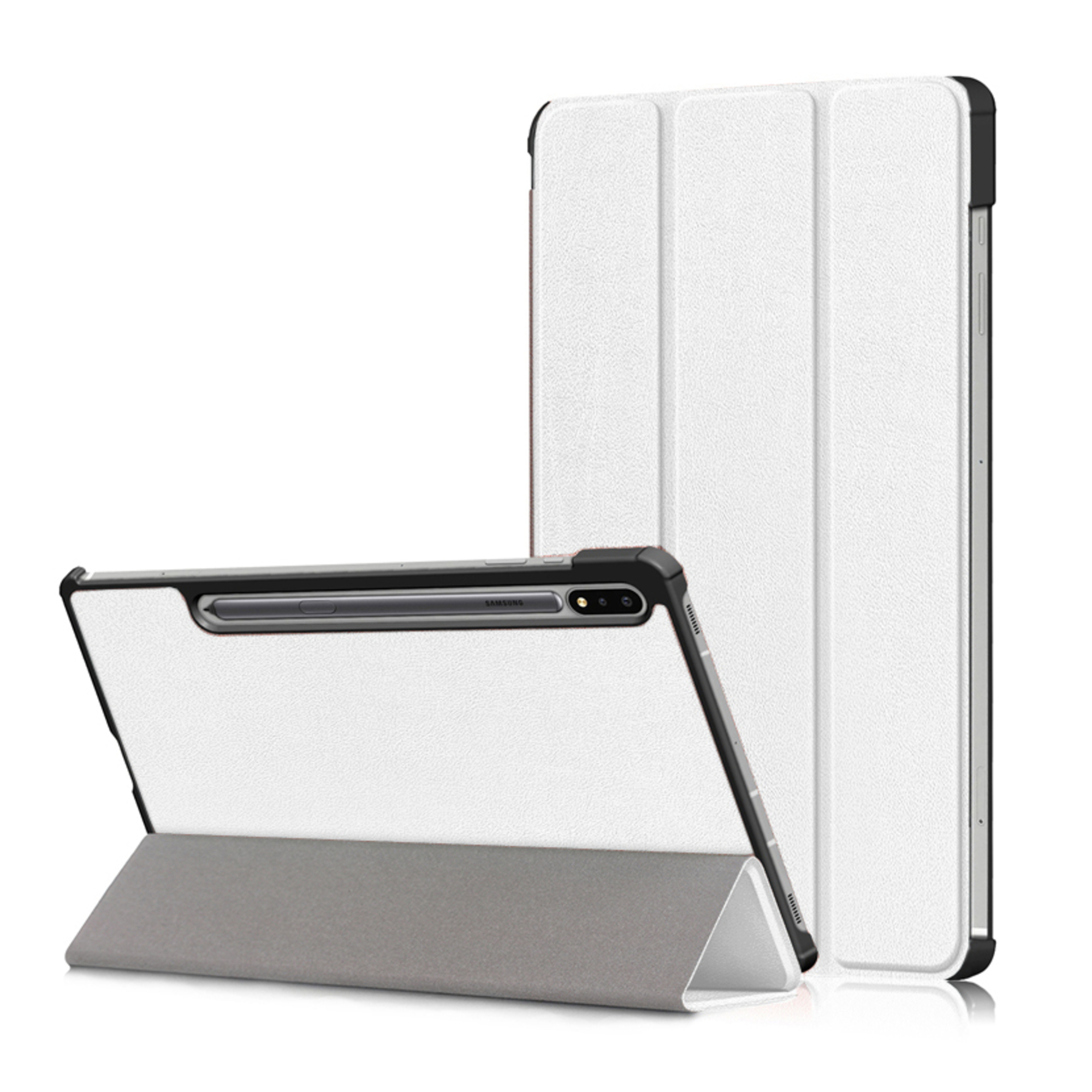 XEPTIO Housse Samsung Galaxy Tab S7 Plus / S8 Plus / S7 FE 12.4 pouces smartcover blanche - Etui coque Pochette blanc protection Tab S7 FE 5G / S7+ / S8+ - Neuf