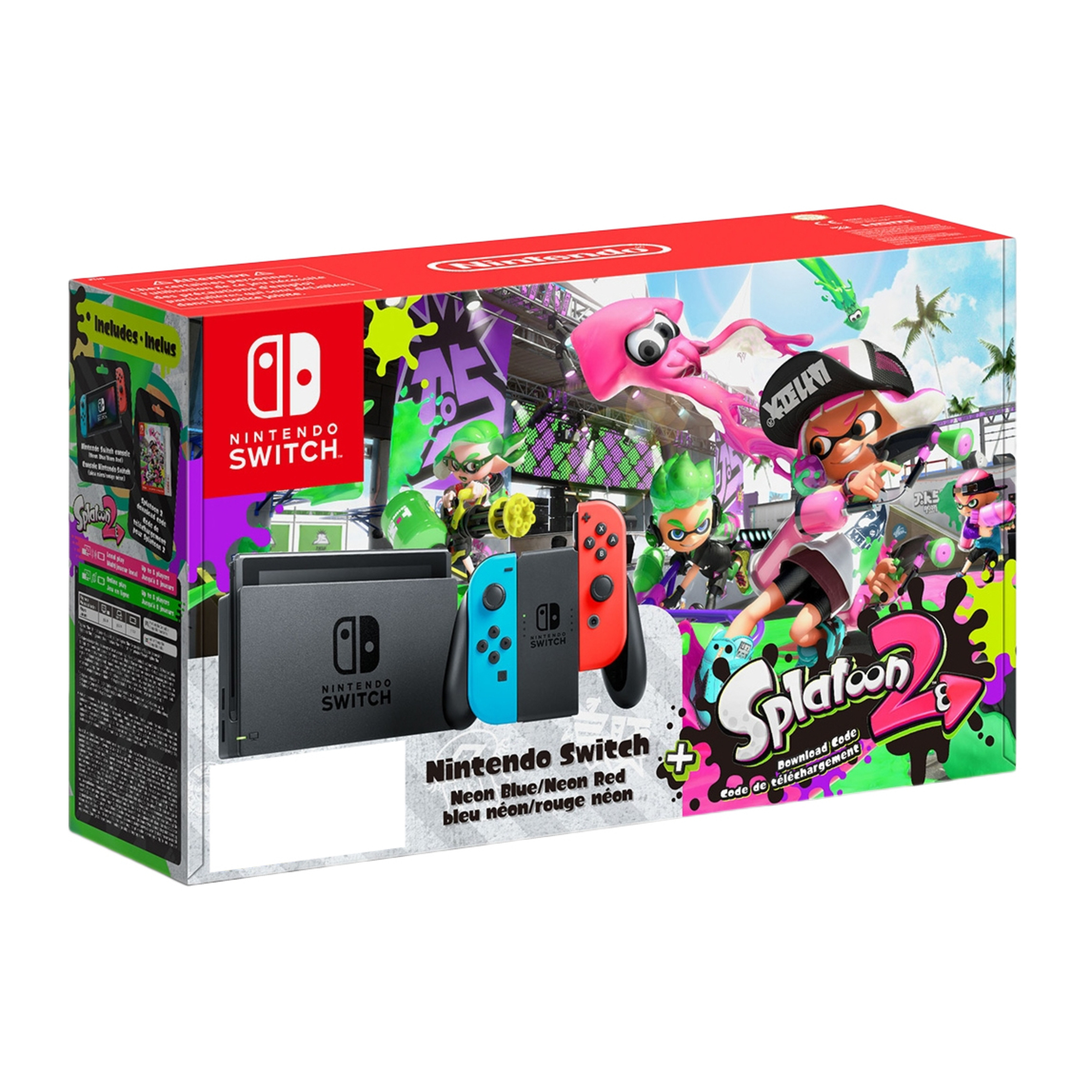 Switch & Splatoon 2 - console de jeux portables 15,8 cm (6.2 ) 32 Go Wifi Noir, Bleu, Rouge - Neuf