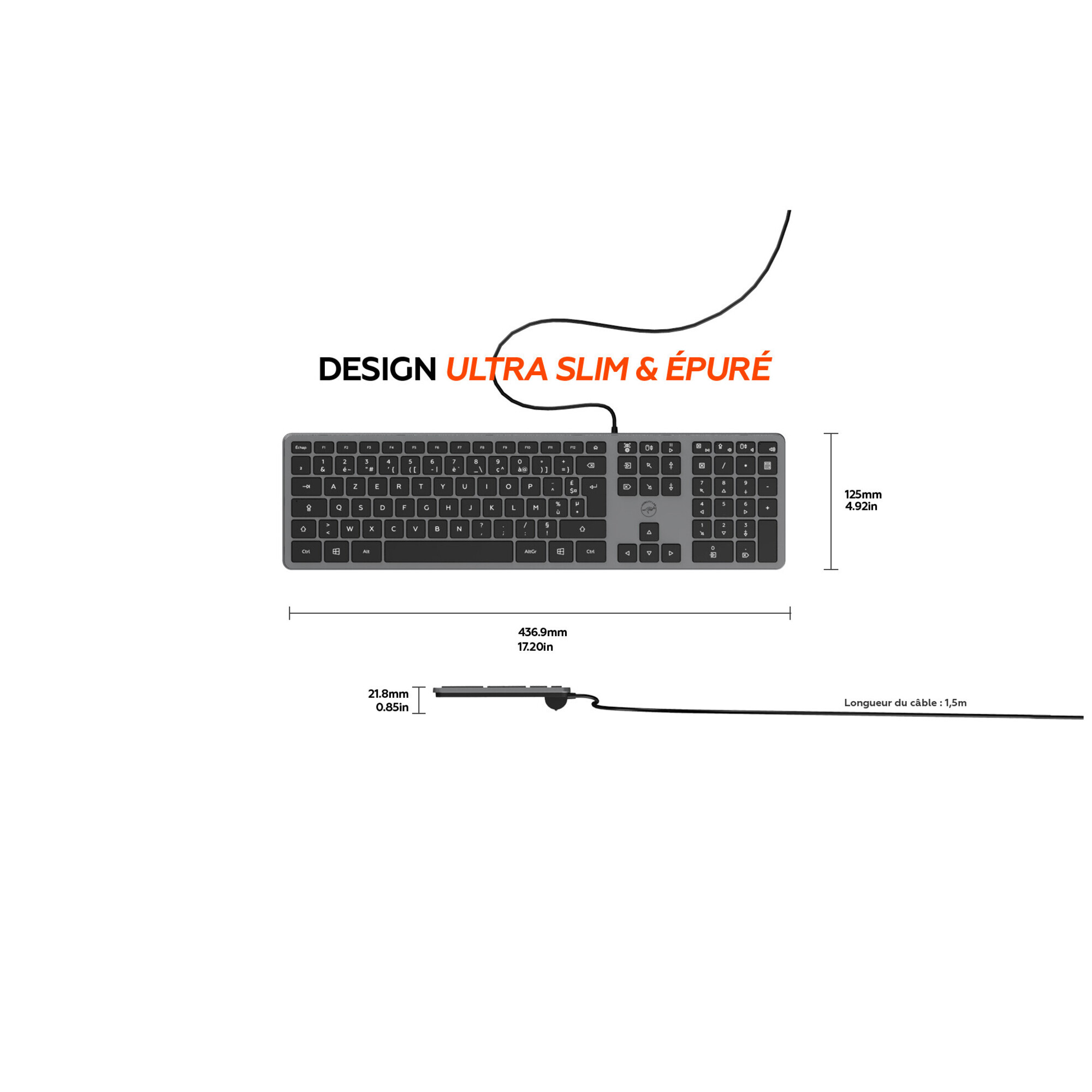 MOBILITY LAB - Clavier PC Ultraslim Filaire - Neuf