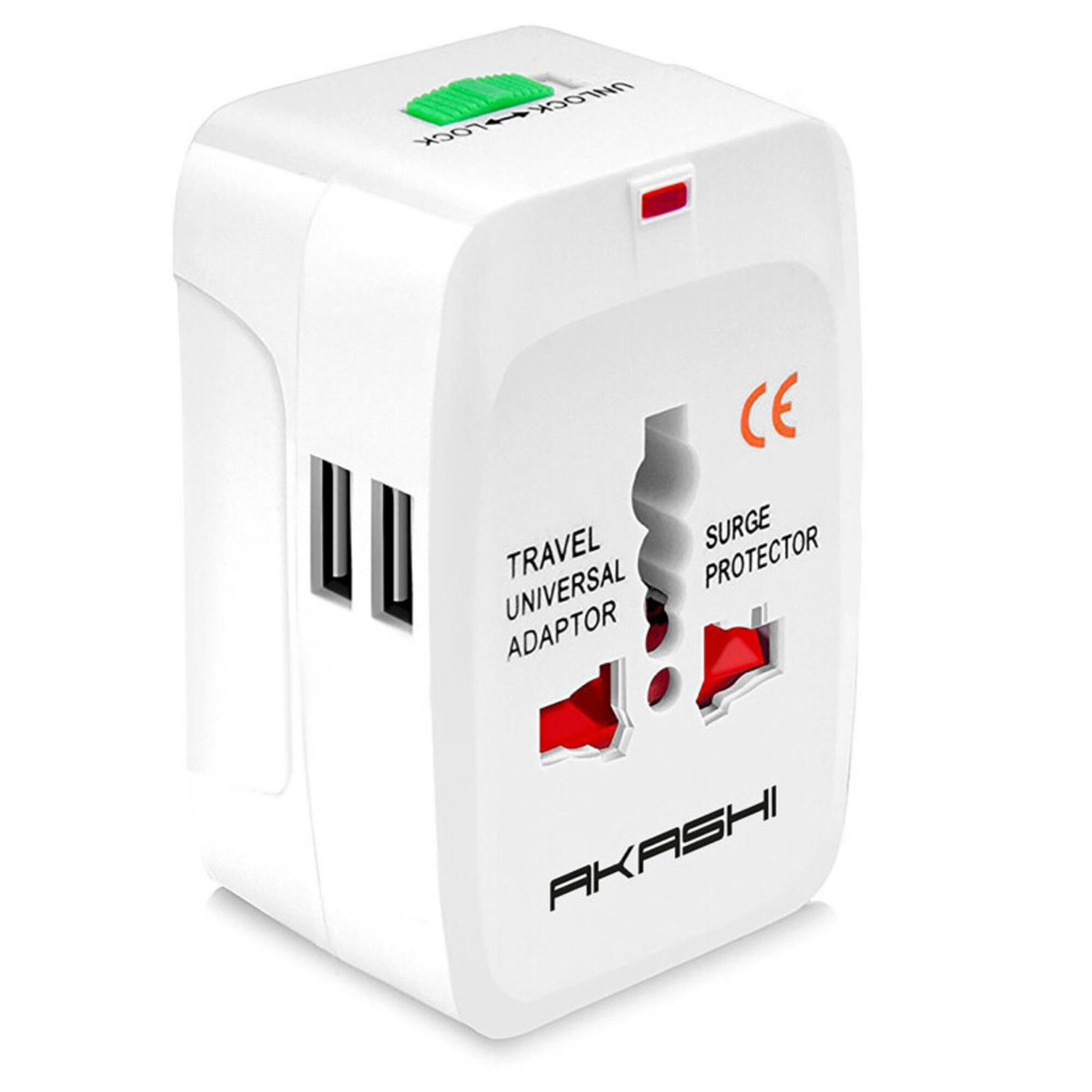 Adaptateur de Voyage 2 USB Prise International UK USA AUS NZ EU Akashi Neuf