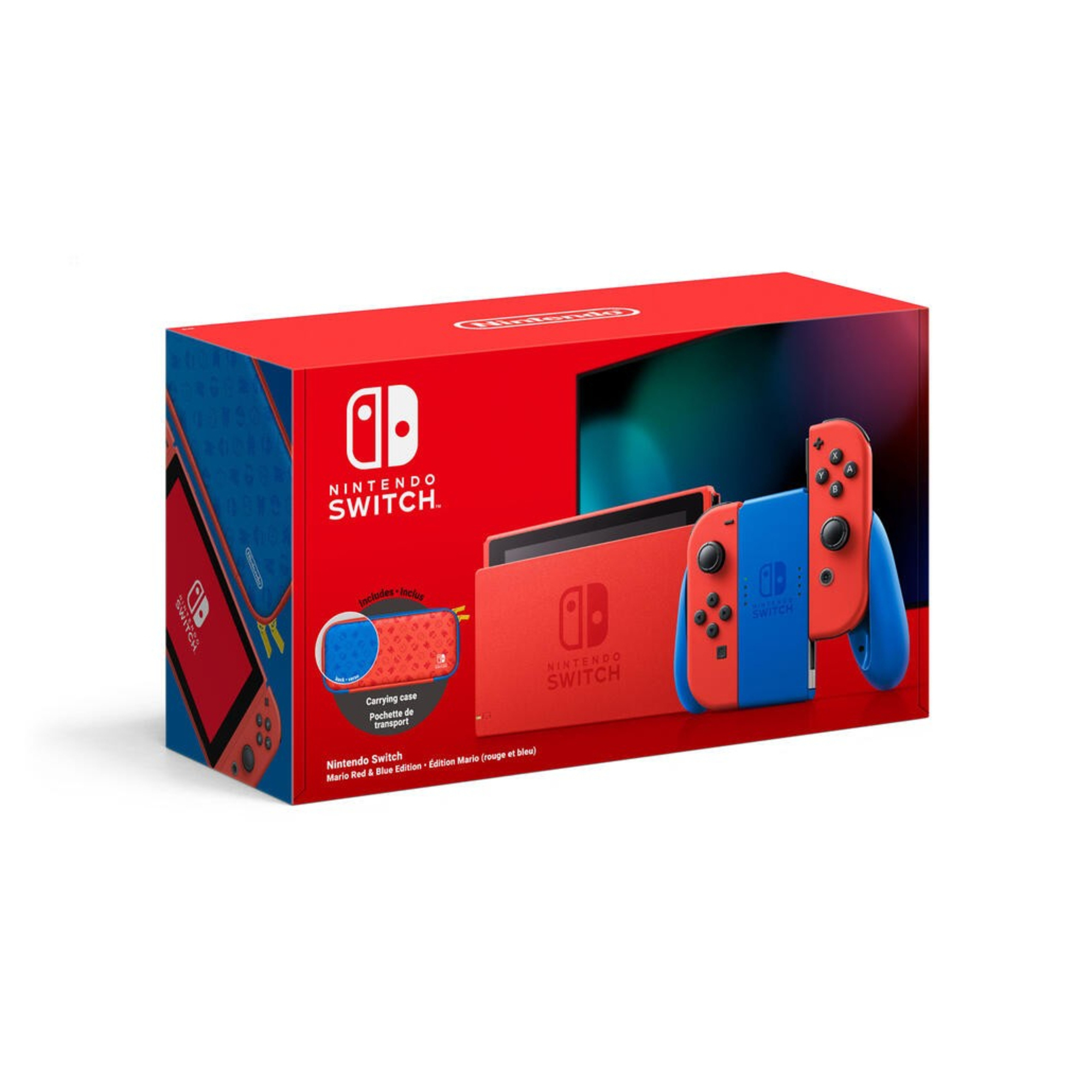 Switch - Edition Mario (Rouge & Bleu) & Housse Mario - Console de jeux portables 15,8 cm (6.2 ) 32 Go Écran tactile Wifi Bleu, Rouge - Neuf