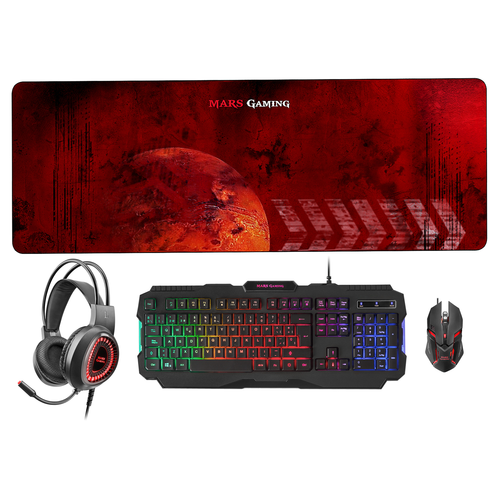 Clavier Pack-Mars Gaming MCPRGB2FR – Clavier, Souris, Tapis XXL, RGB - vue 6