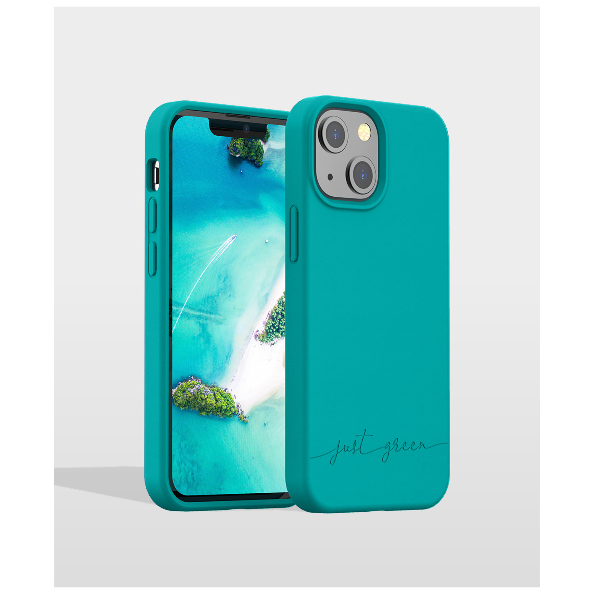 Carcasa biodegradable Blue Lagoon para iPhone 13 mini Just Green - nuevo