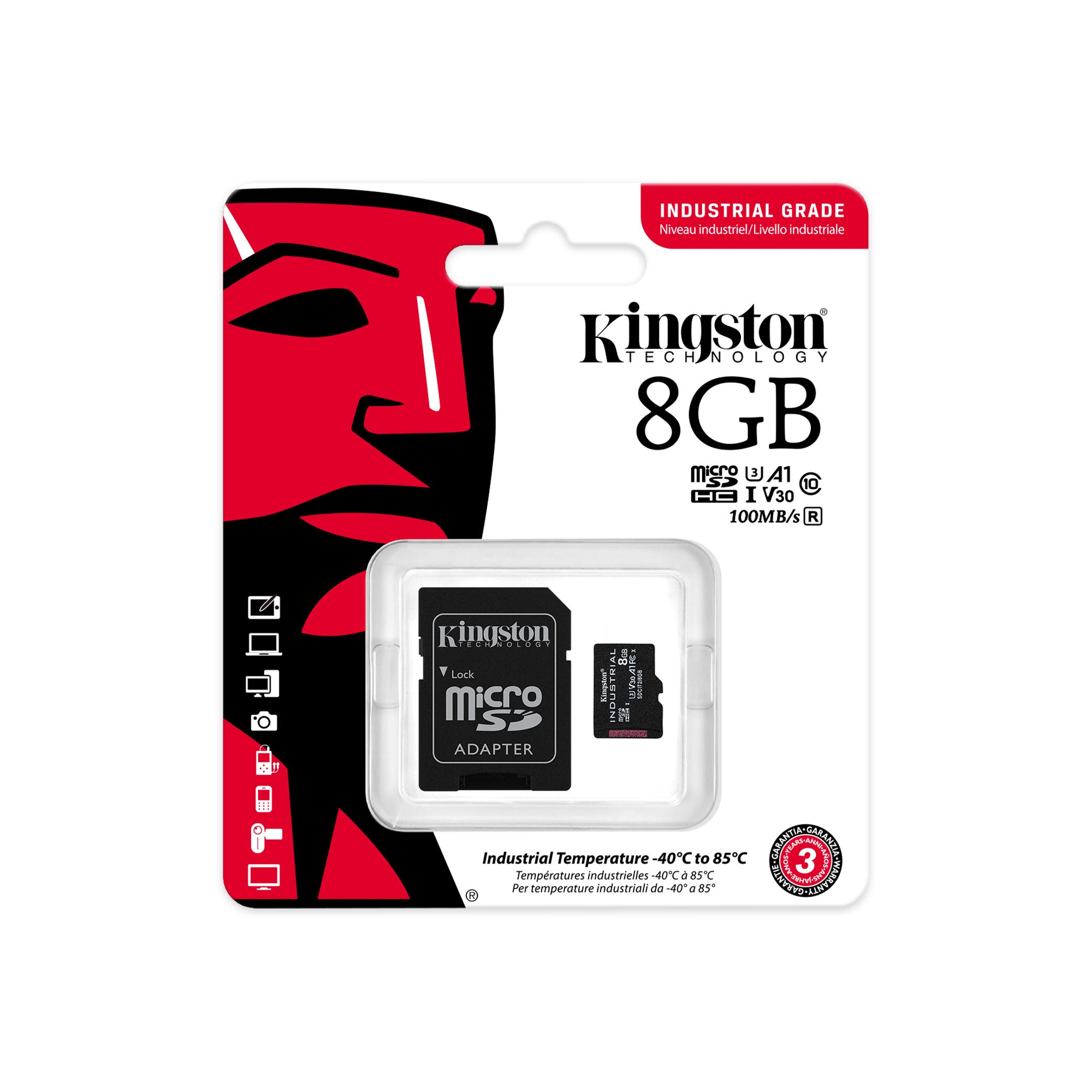 Kingston Technology Industrial 8 Go MicroSDHC UHS-I Classe 10 - Neuf