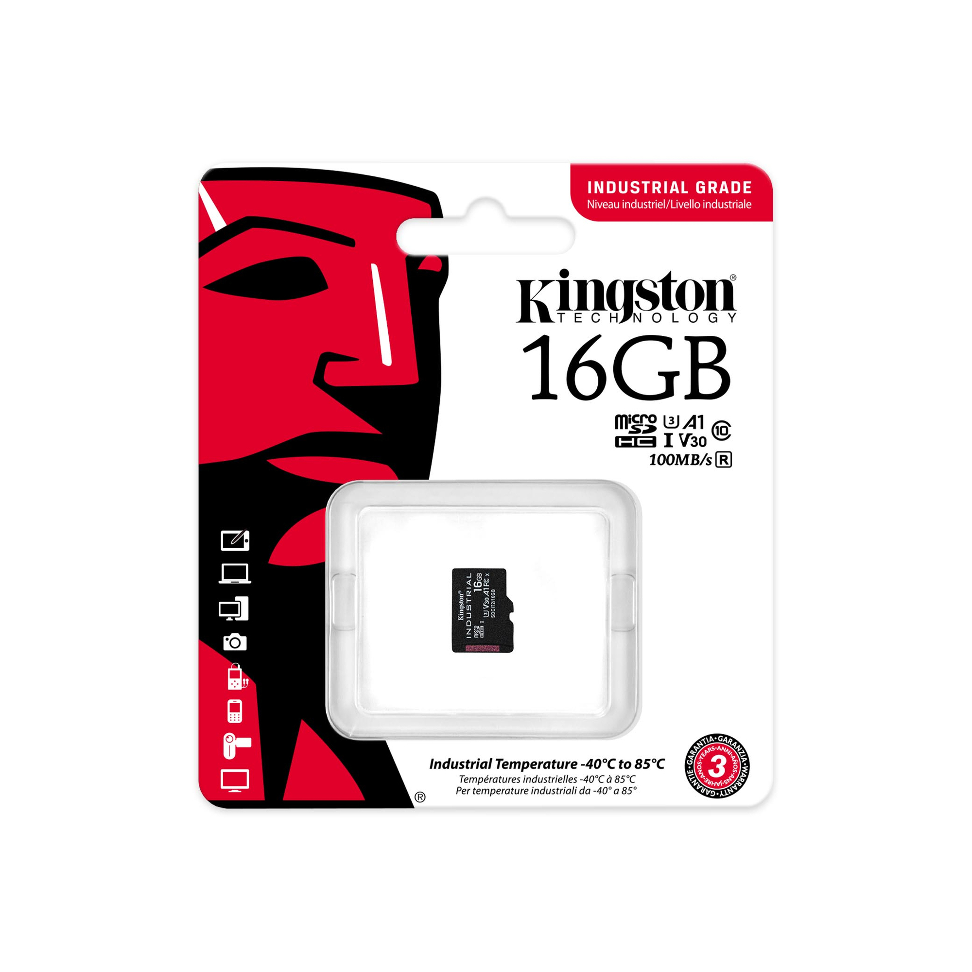 Kingston Technology Industrial 16 Go MicroSDHC UHS-I Classe 10 - Neuf