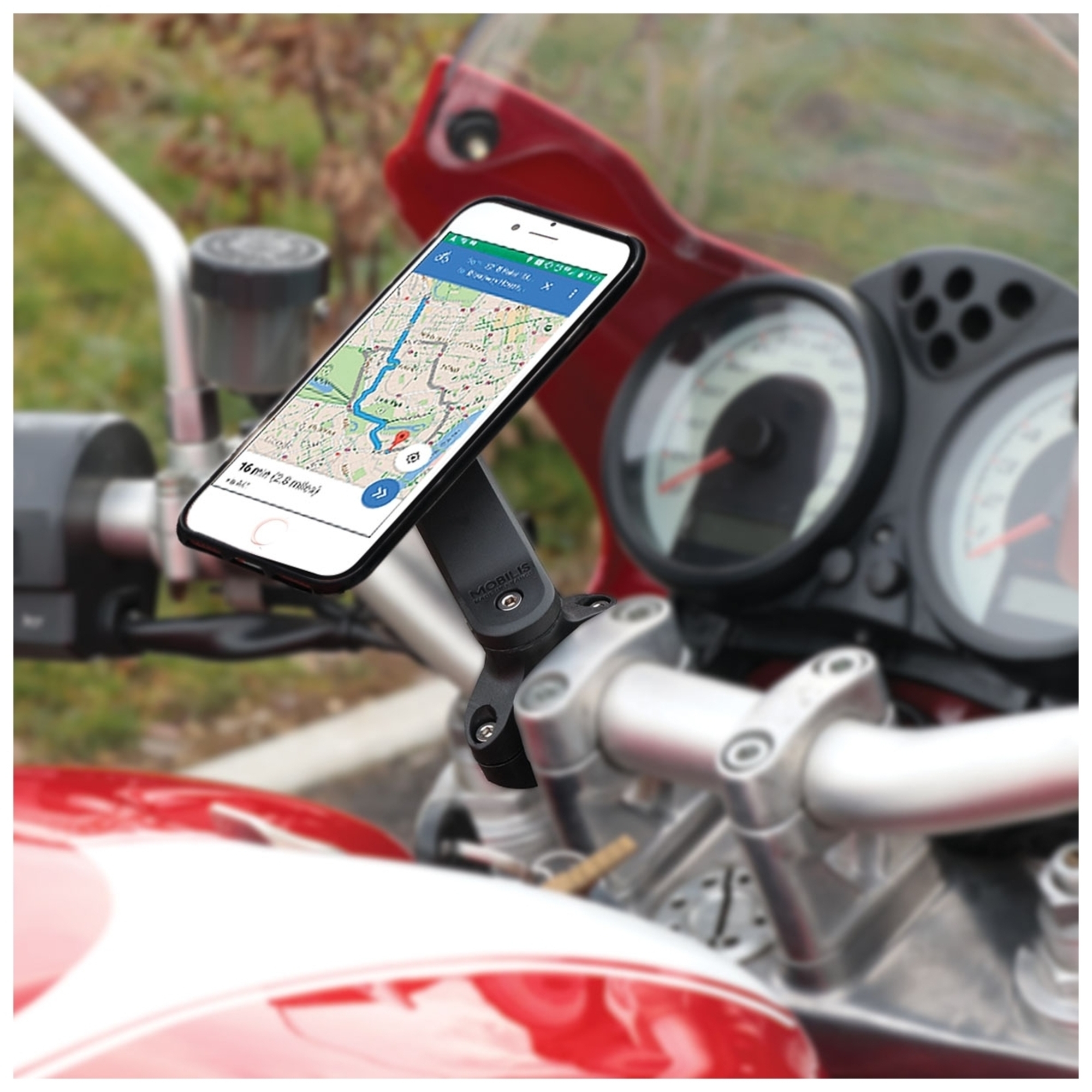 Support Smartphone pour Moto Porte Téléphone Universel Scooter Trottinette Fabriqué en France Rotation 360° Ajustable à tous Guidons Neuf