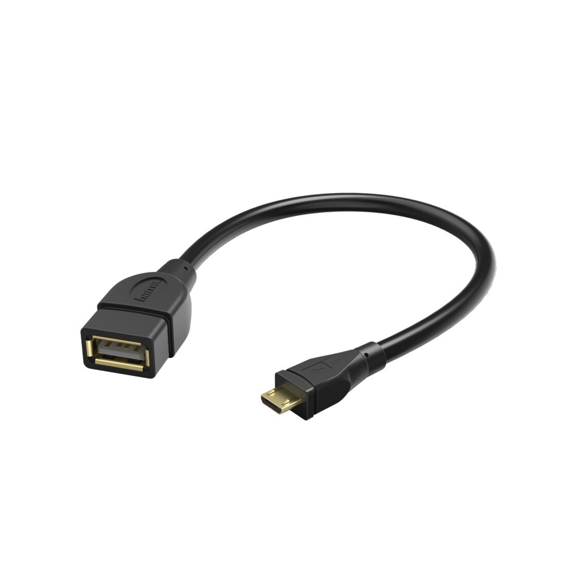Hama C&acirc;ble adaptateur USB 2.0 Fiche OTG Micro-B - Bus A 15 cm Noir
