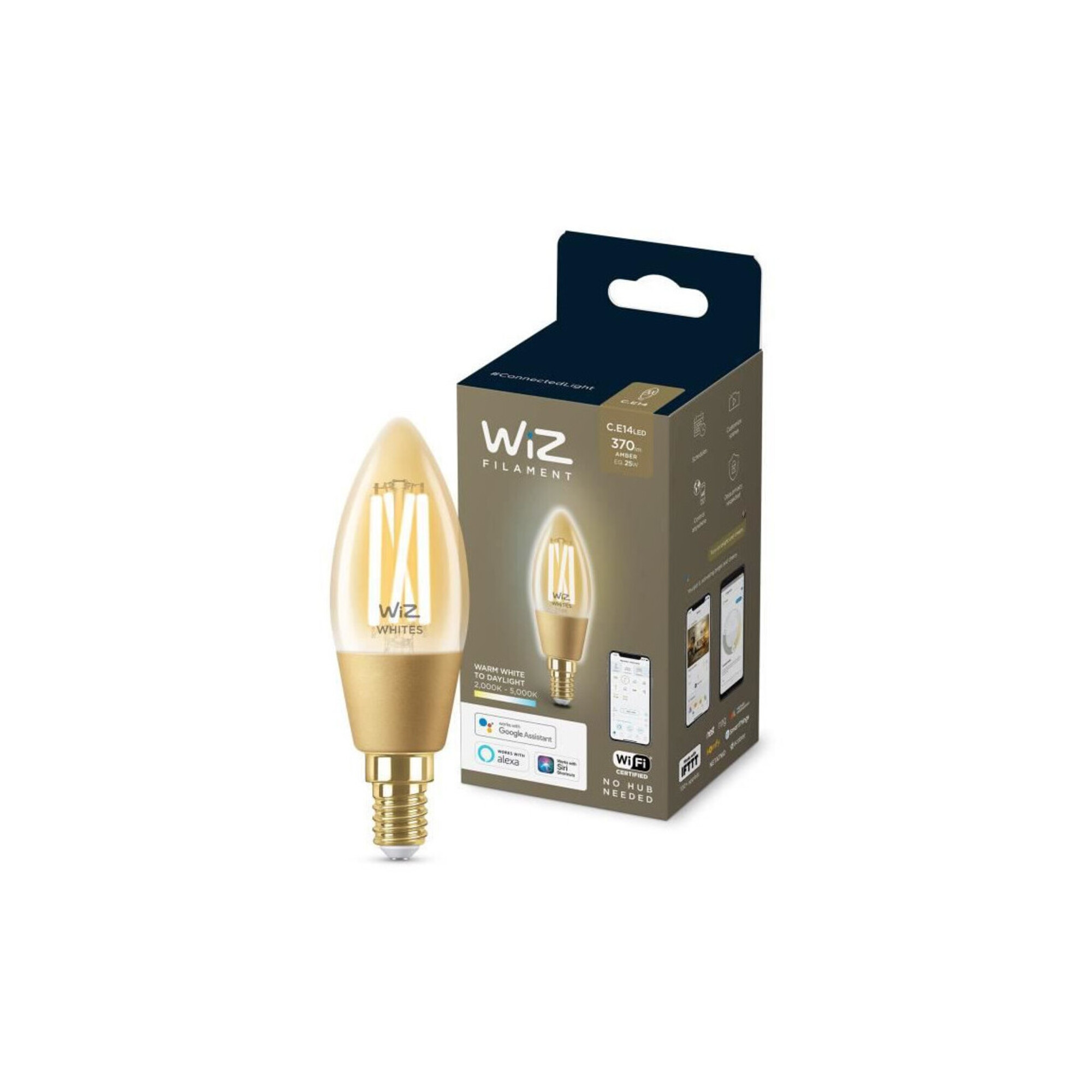 Wiz C35 Amber Candle E14 Tunable Filament Smart Home - vue 2