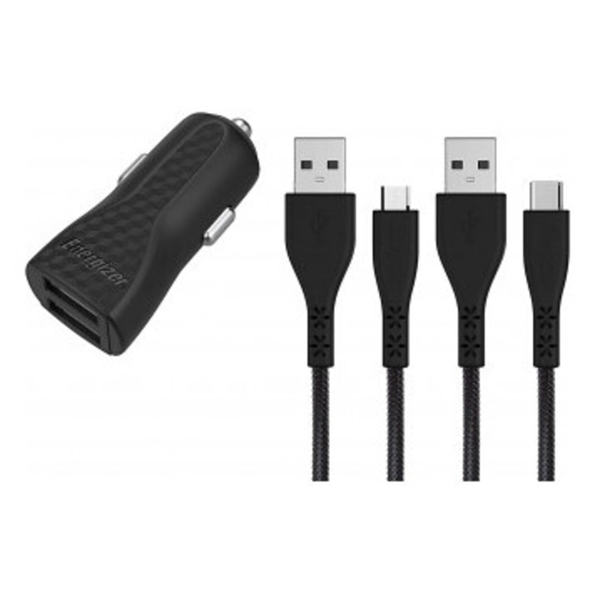 ENERGIZER CAR CHARGER LW 2. 2USB+USB C2.0 +Micro Cable Bk Neuf