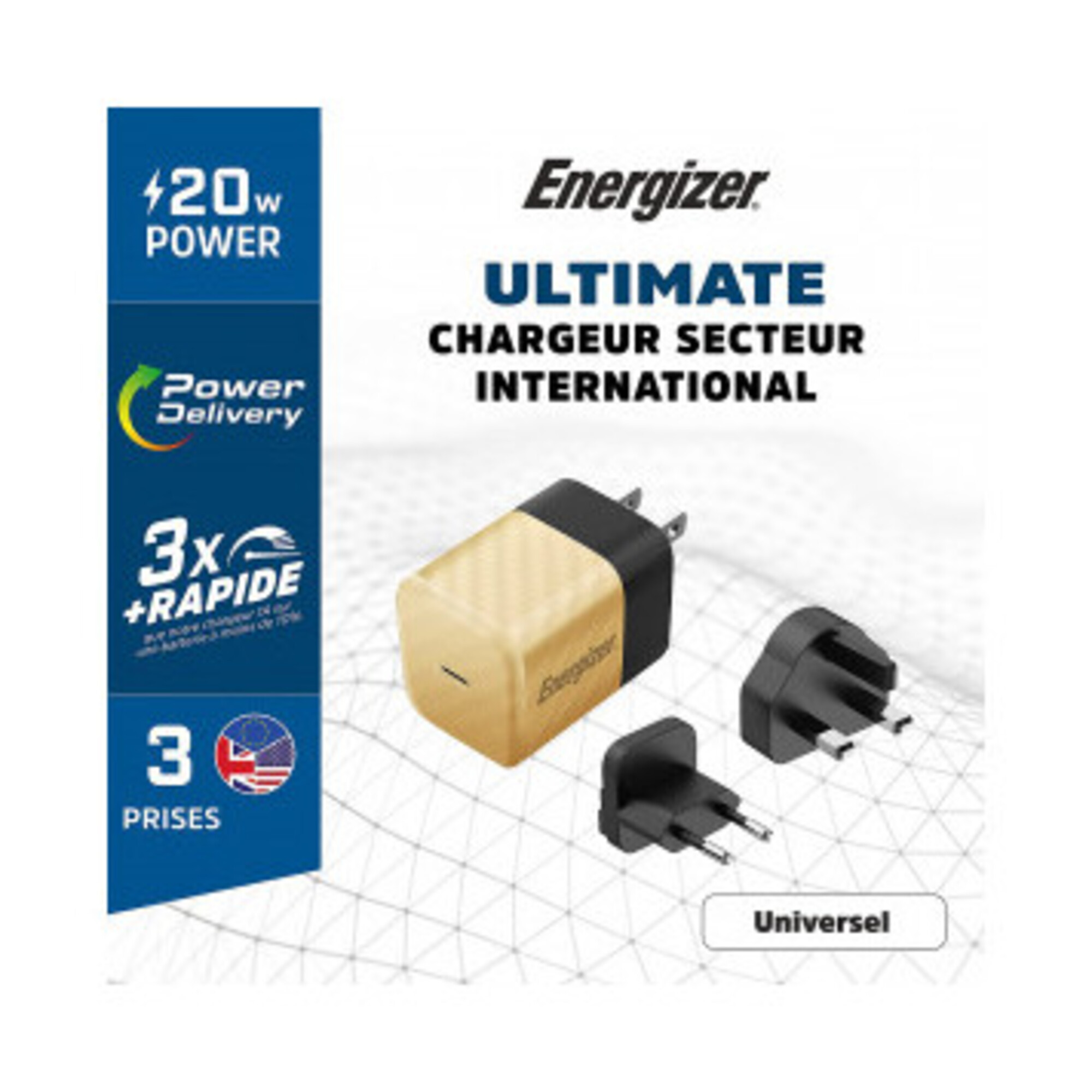 Chargeur Power Delivery - 20W - EU/UK/US - Or - Neuf